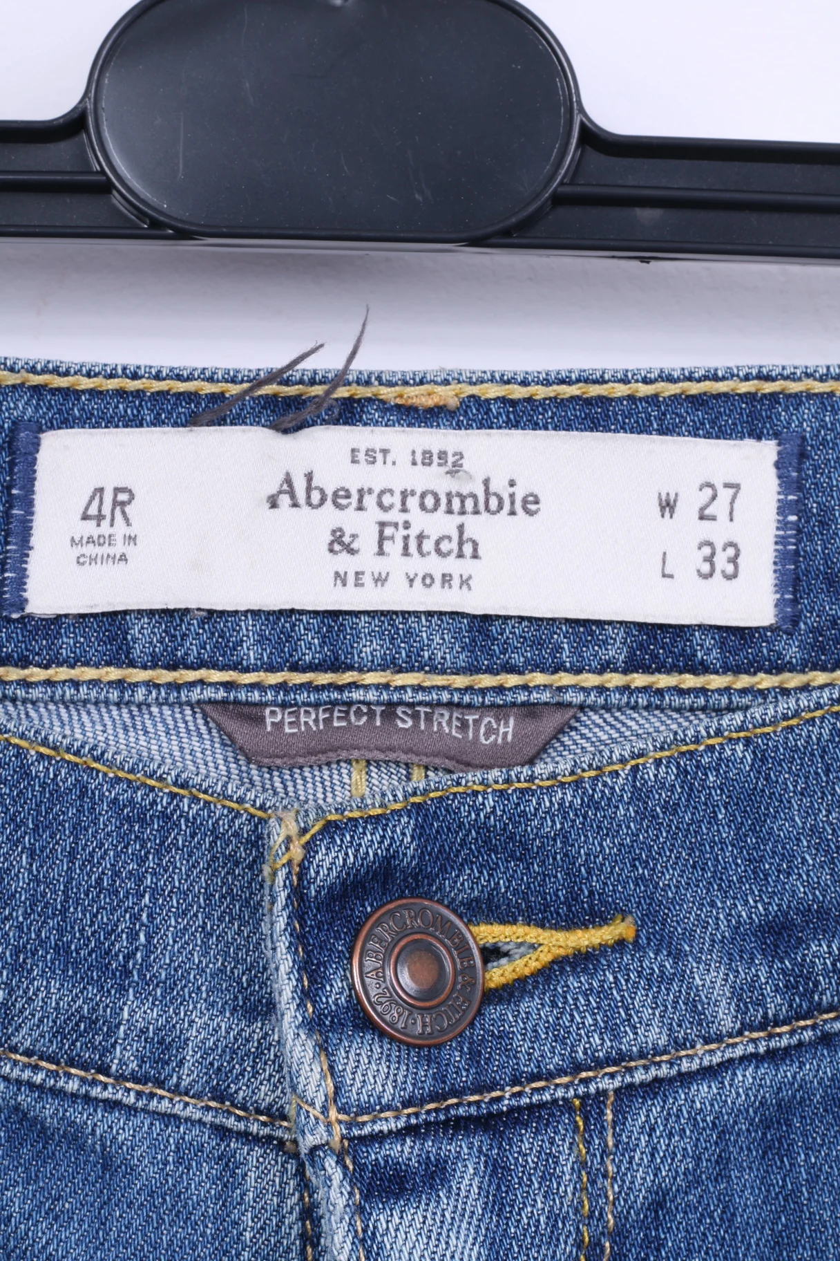 Abercrombie & Fitch Womens W27 L33 Trousers Jeans Blue Cotton Denim - Image 4