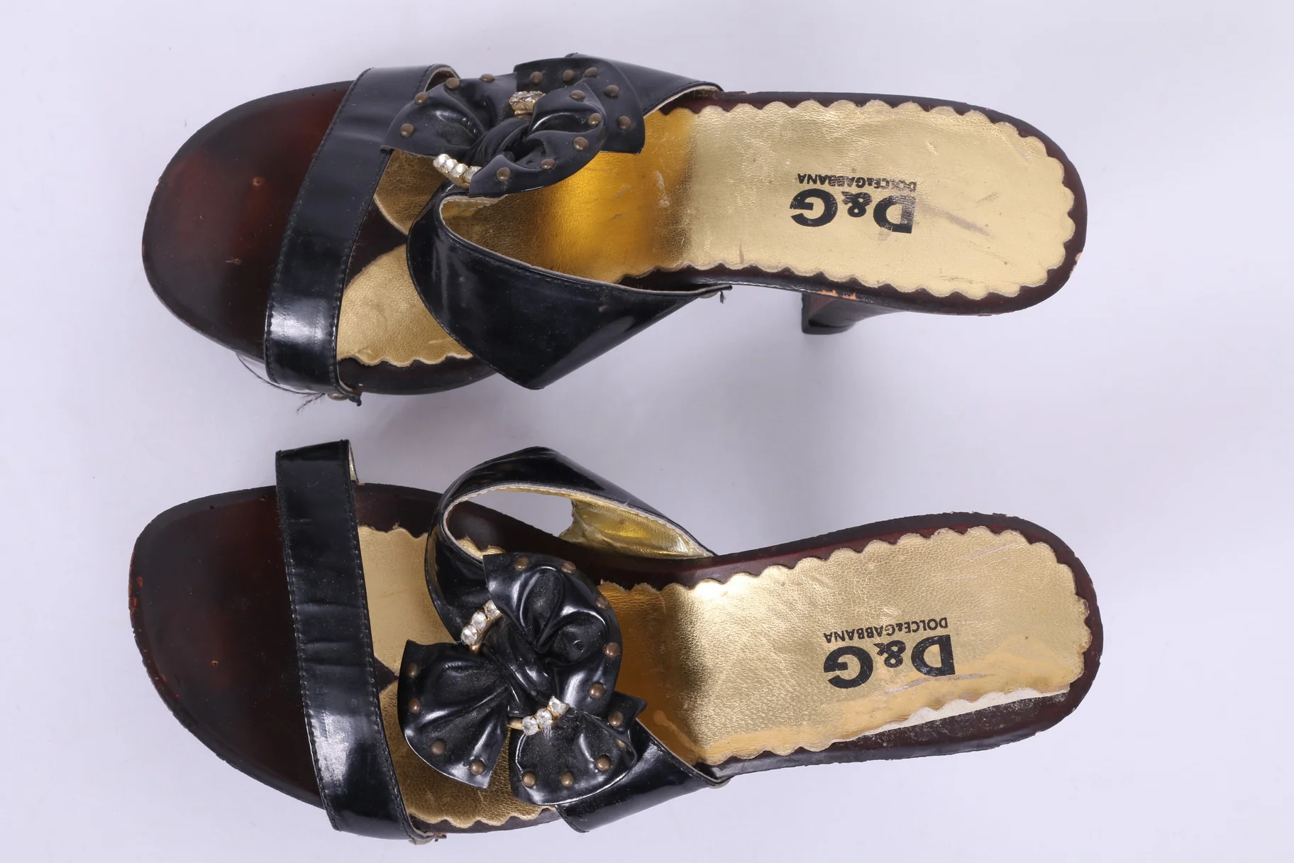Dolce & Gabbana Womens Uk 4 EU 36 Sandals Sliders Black Heels Shoes - Image 2