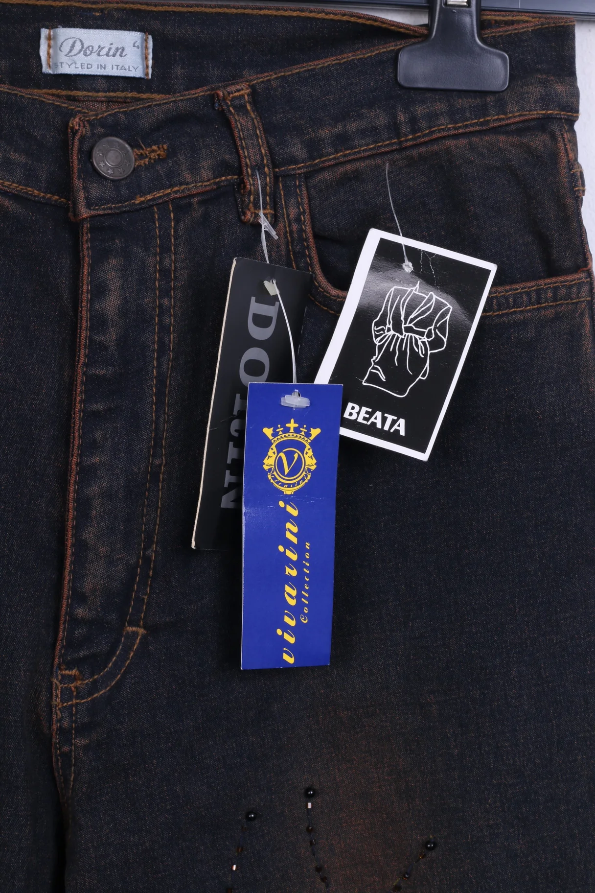 New Dorin Womens 36 Trousers Denim Jeans Long Leg Ornaments - Image 2