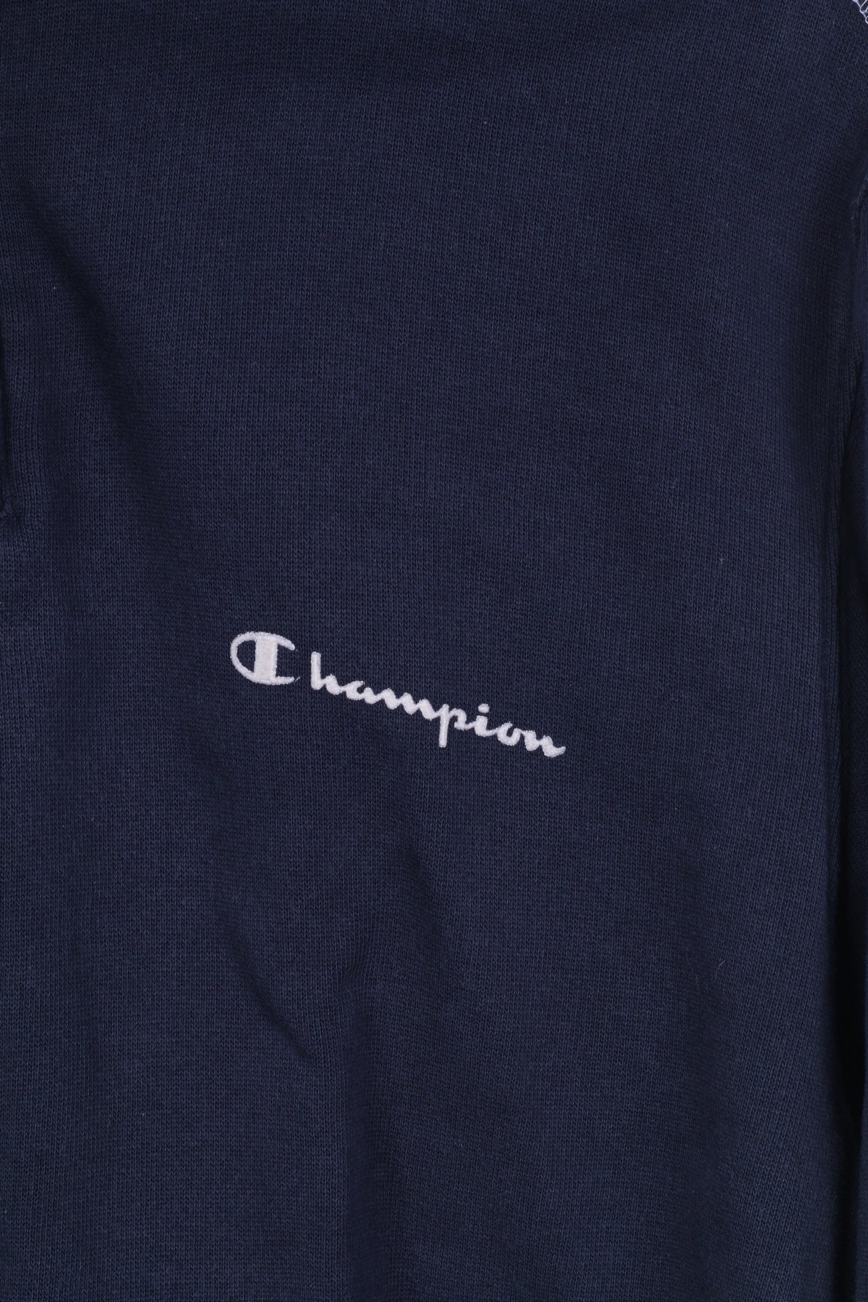 Champion Womens S Sweatshirt Navy Cotton Zip Neck Stand Up Collar - Image 3