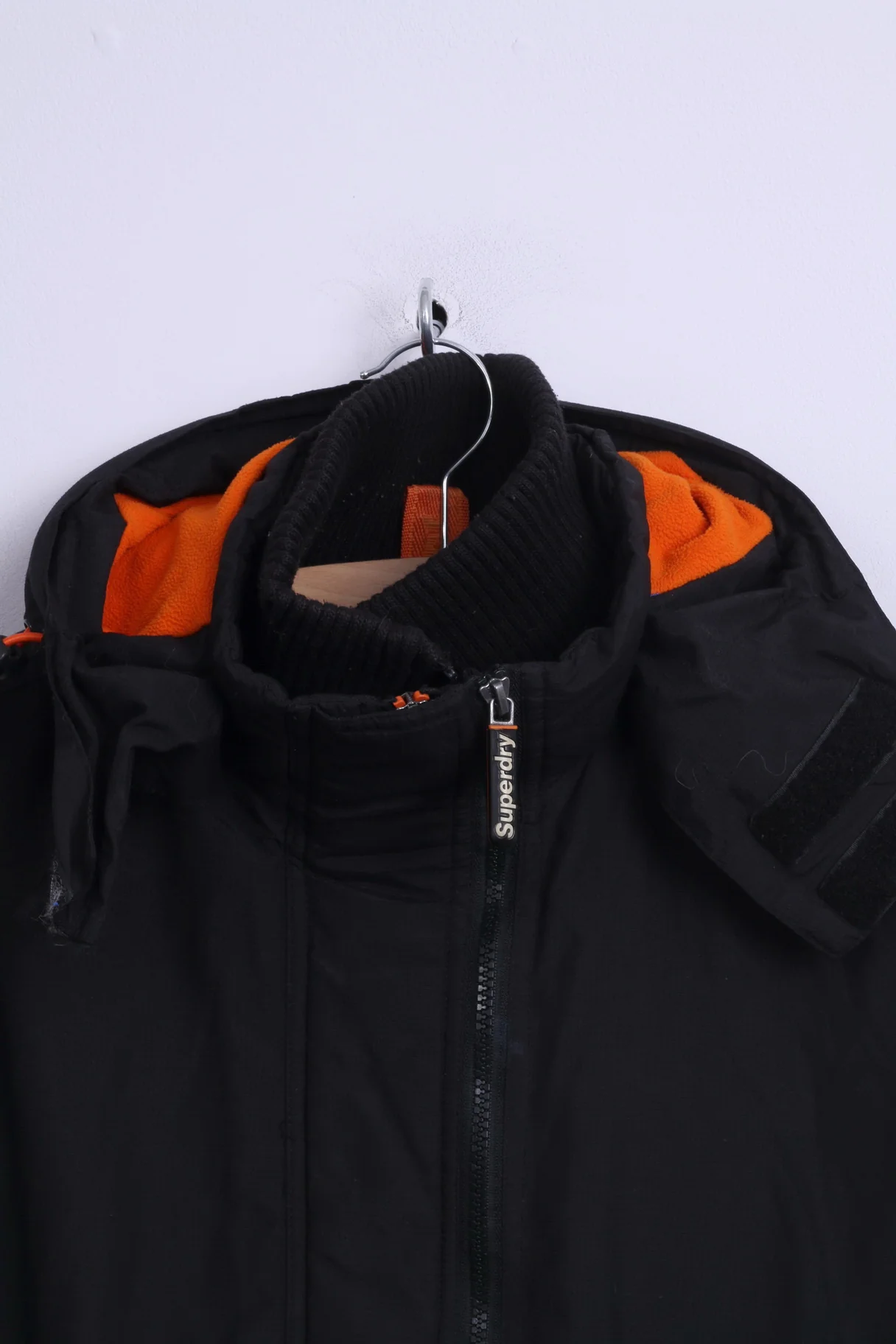 Superdry Womens L (M) Jacket Black Nylon Orange Details 3 Zippers Windcheater - Image 2