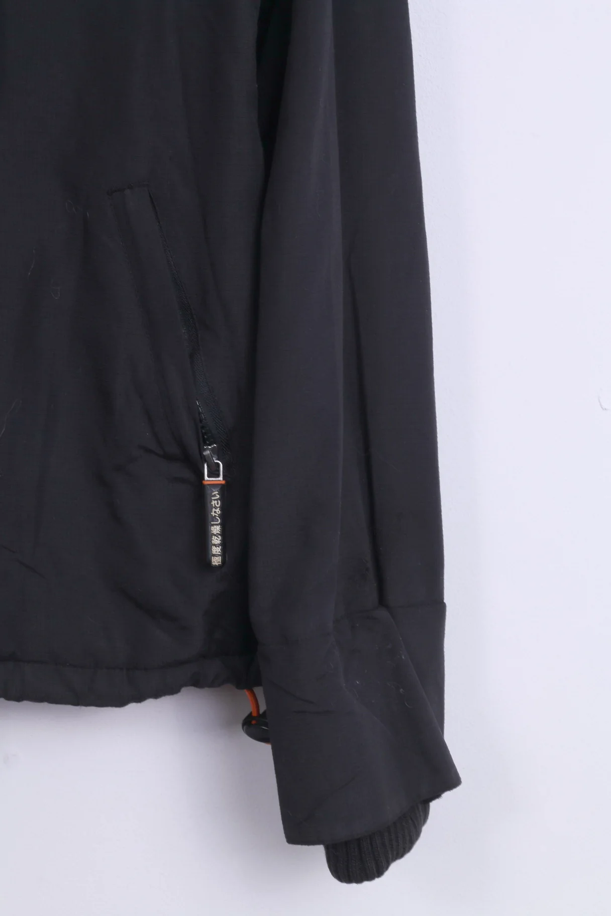 Superdry Womens L (M) Jacket Black Nylon Orange Details 3 Zippers Windcheater - Image 3