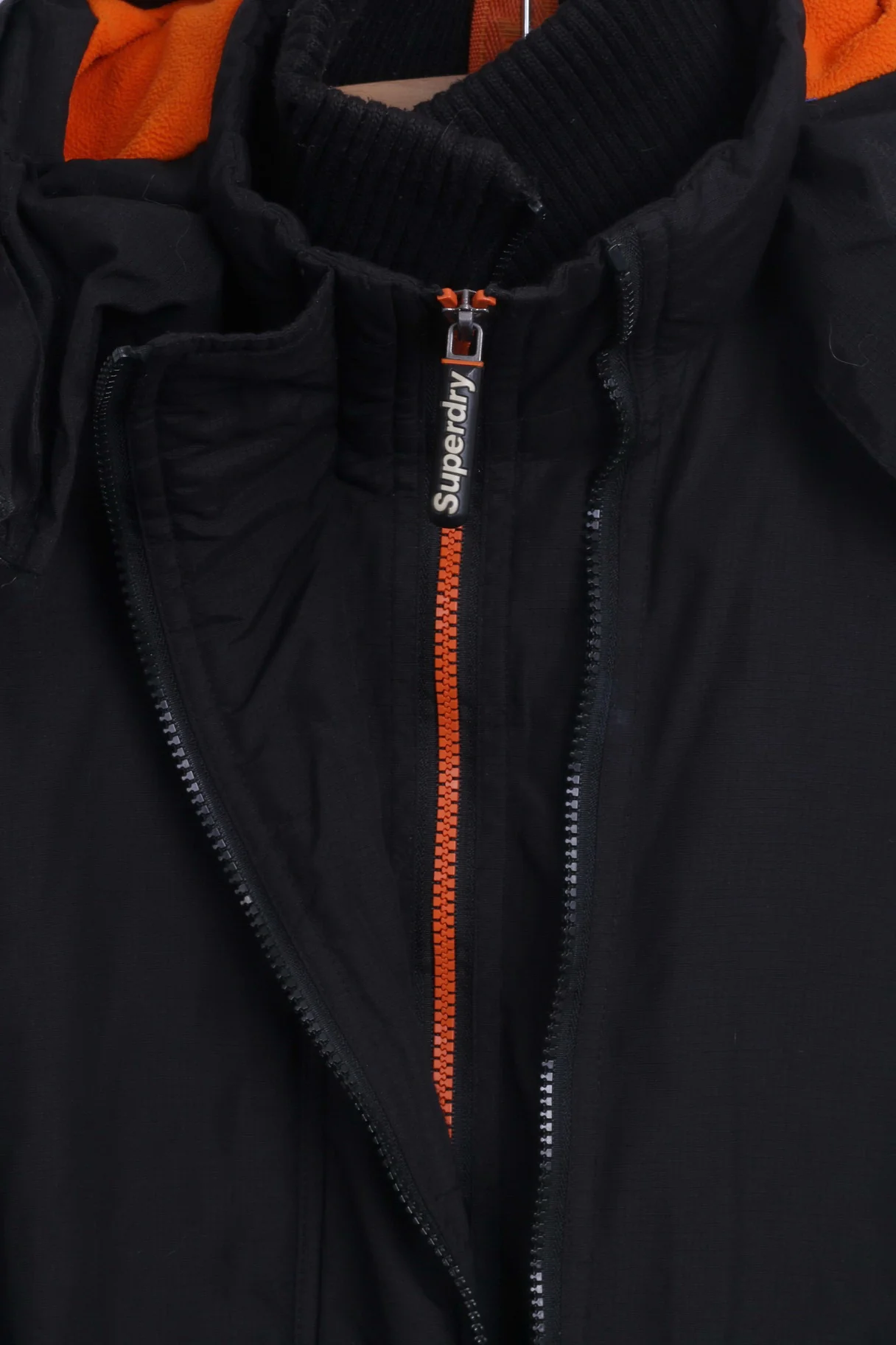 Superdry Womens L (M) Jacket Black Nylon Orange Details 3 Zippers Windcheater - Image 4
