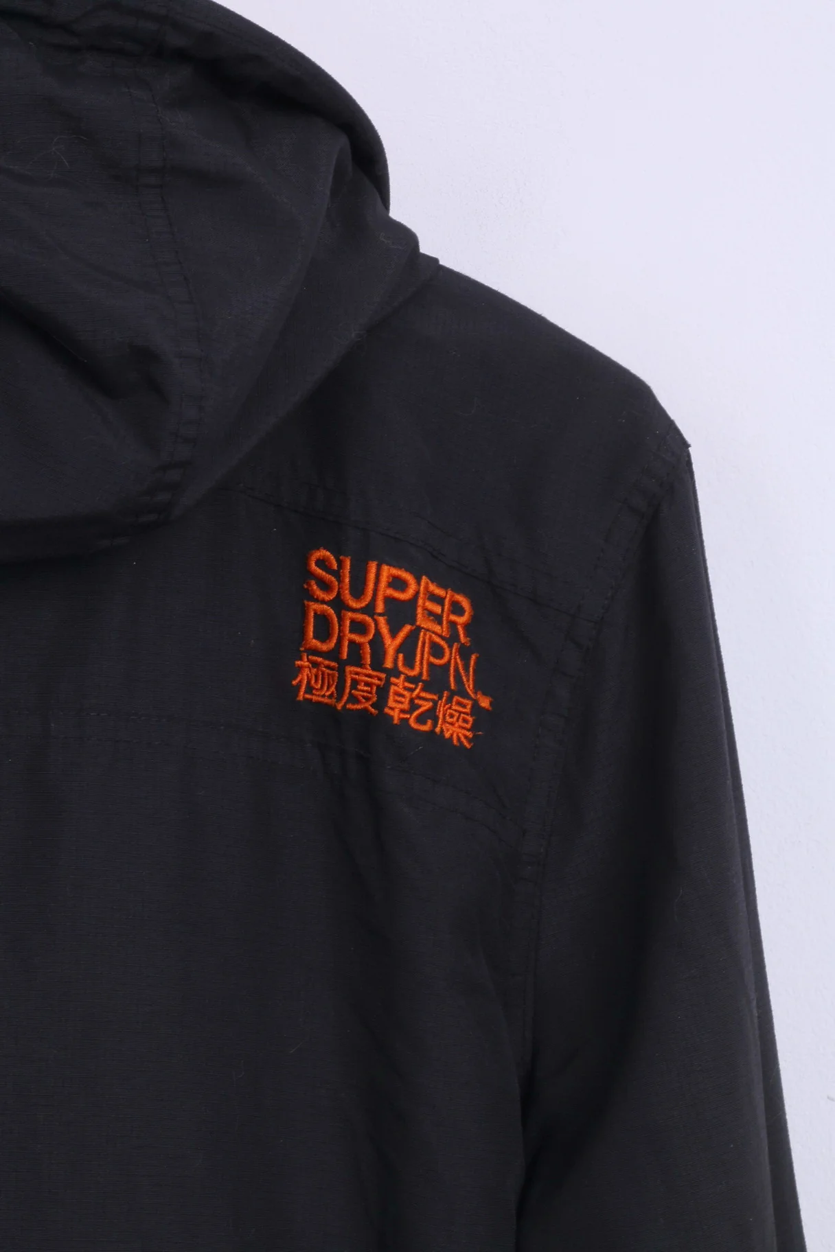 Superdry Womens L (M) Jacket Black Nylon Orange Details 3 Zippers Windcheater - Image 7