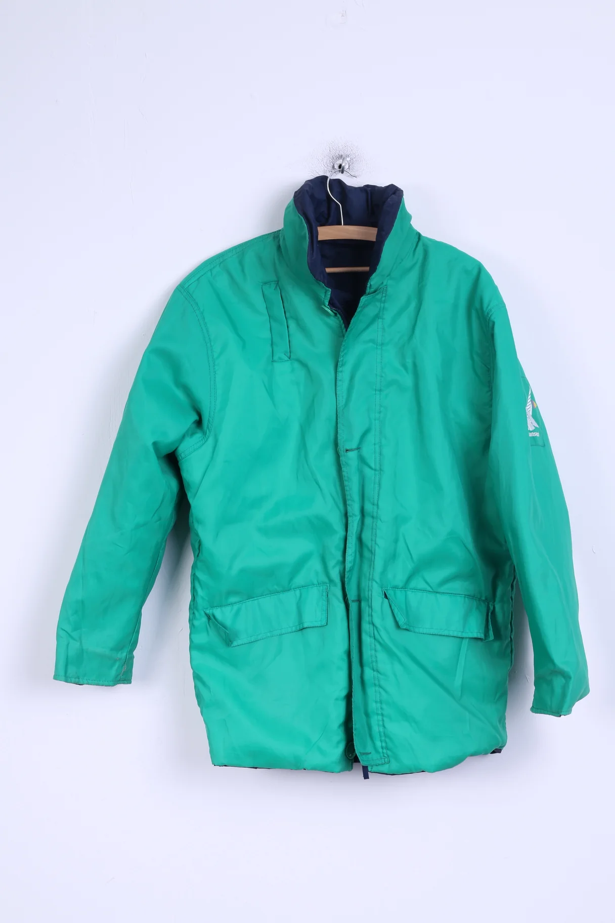 Helly Hansen Mens M Jacket Navy Green Sailing Hidden Hood Double Side - Image 7