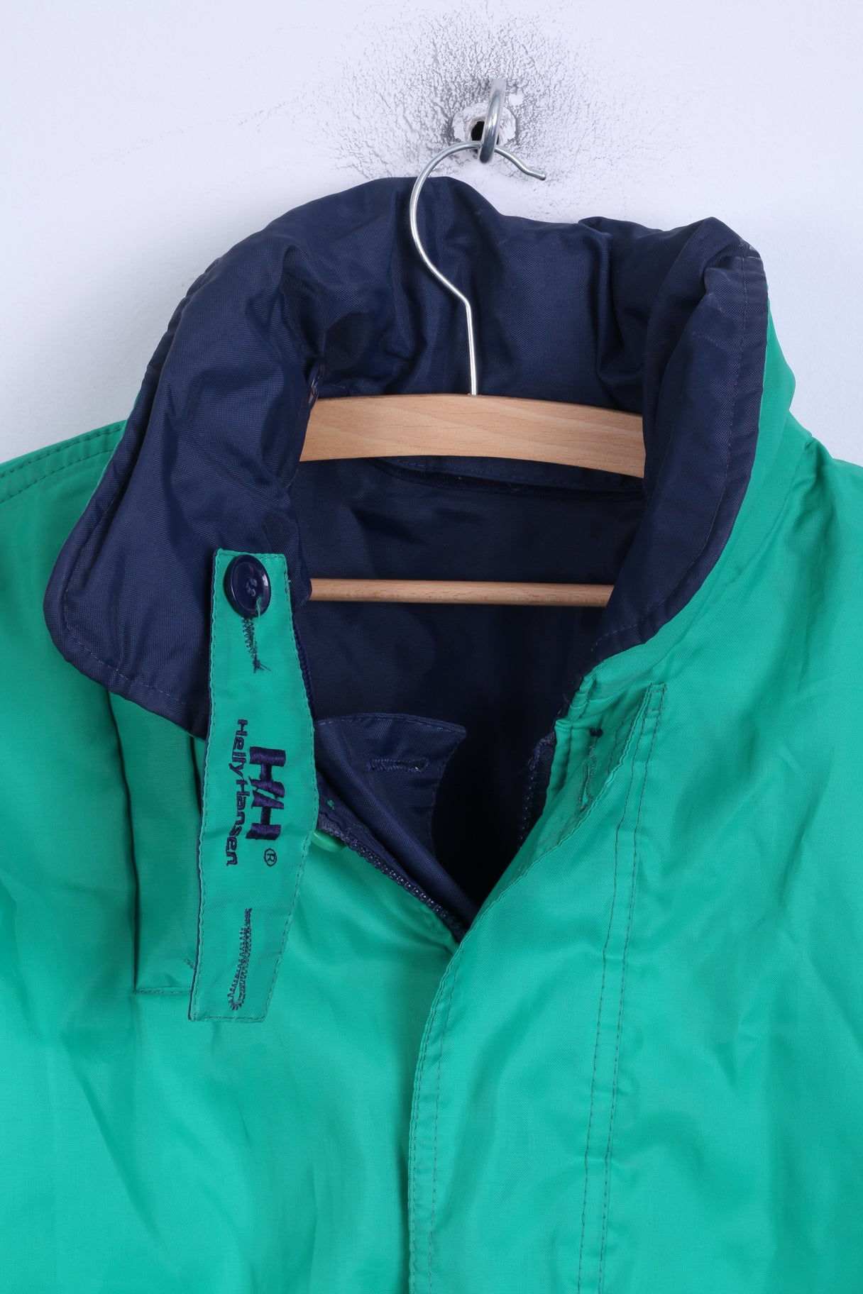 Helly Hansen Mens M Jacket Navy Green Sailing Hidden Hood Double Side - Image 9
