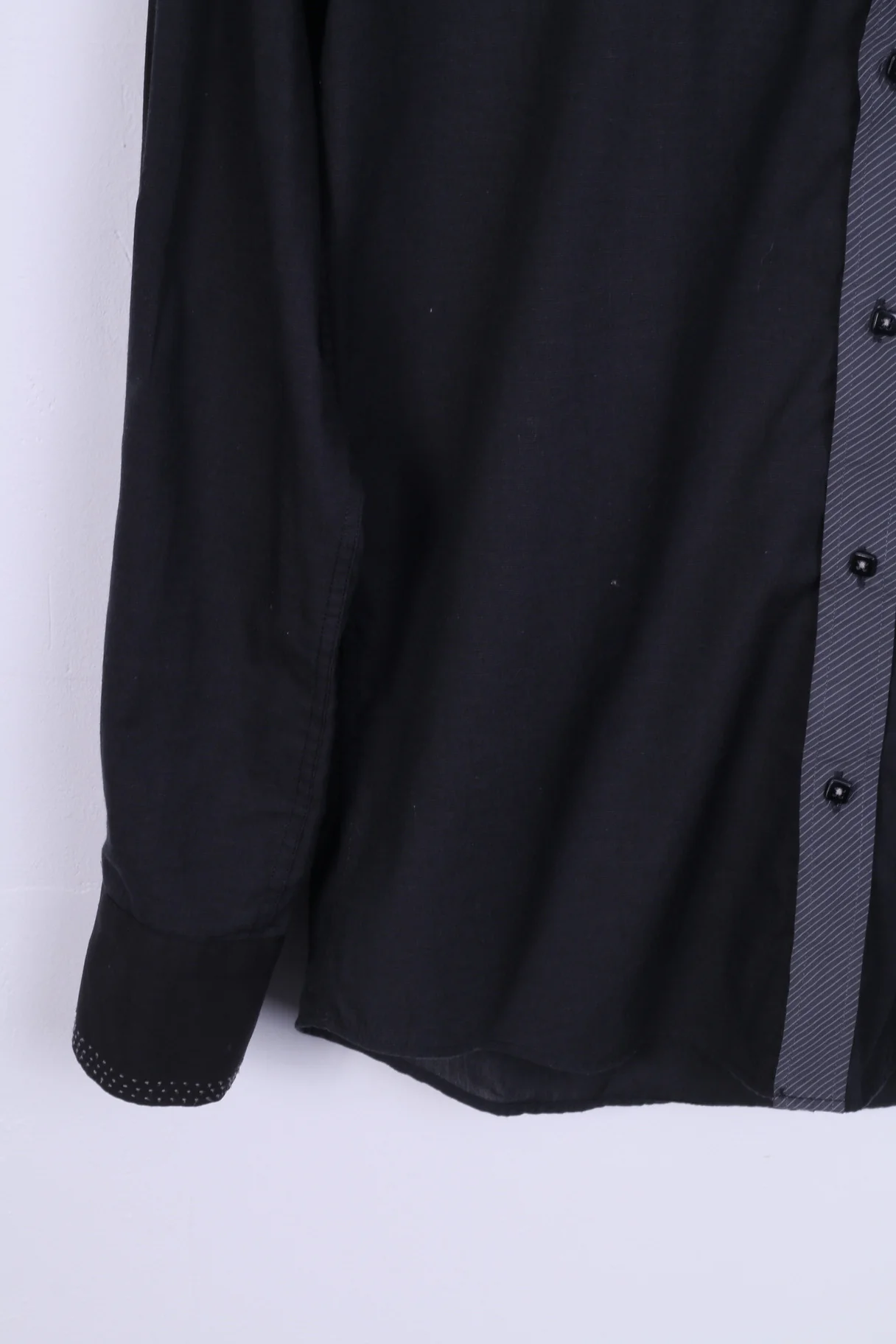 STUDIO Armand Thiery Mens S Formal Shirt Black Cotton Long Sleeve - Image 3