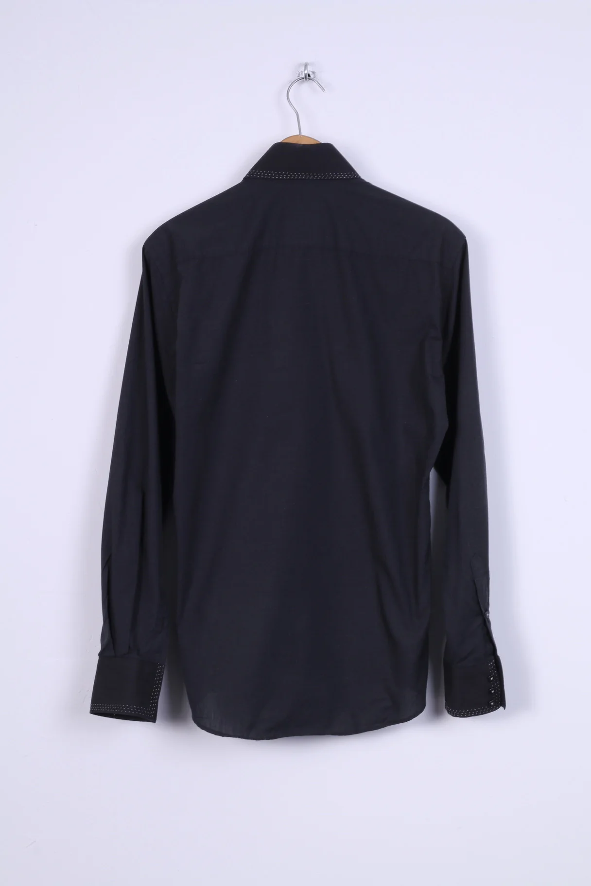 STUDIO Armand Thiery Mens S Formal Shirt Black Cotton Long Sleeve - Image 5