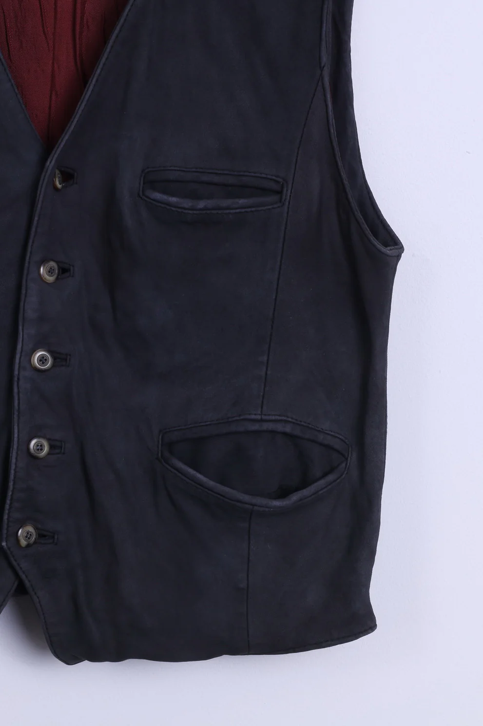 Tisze Ledermoden Mens 48 S Waistcoat Grey Leather Buttoned Vest - Image 3
