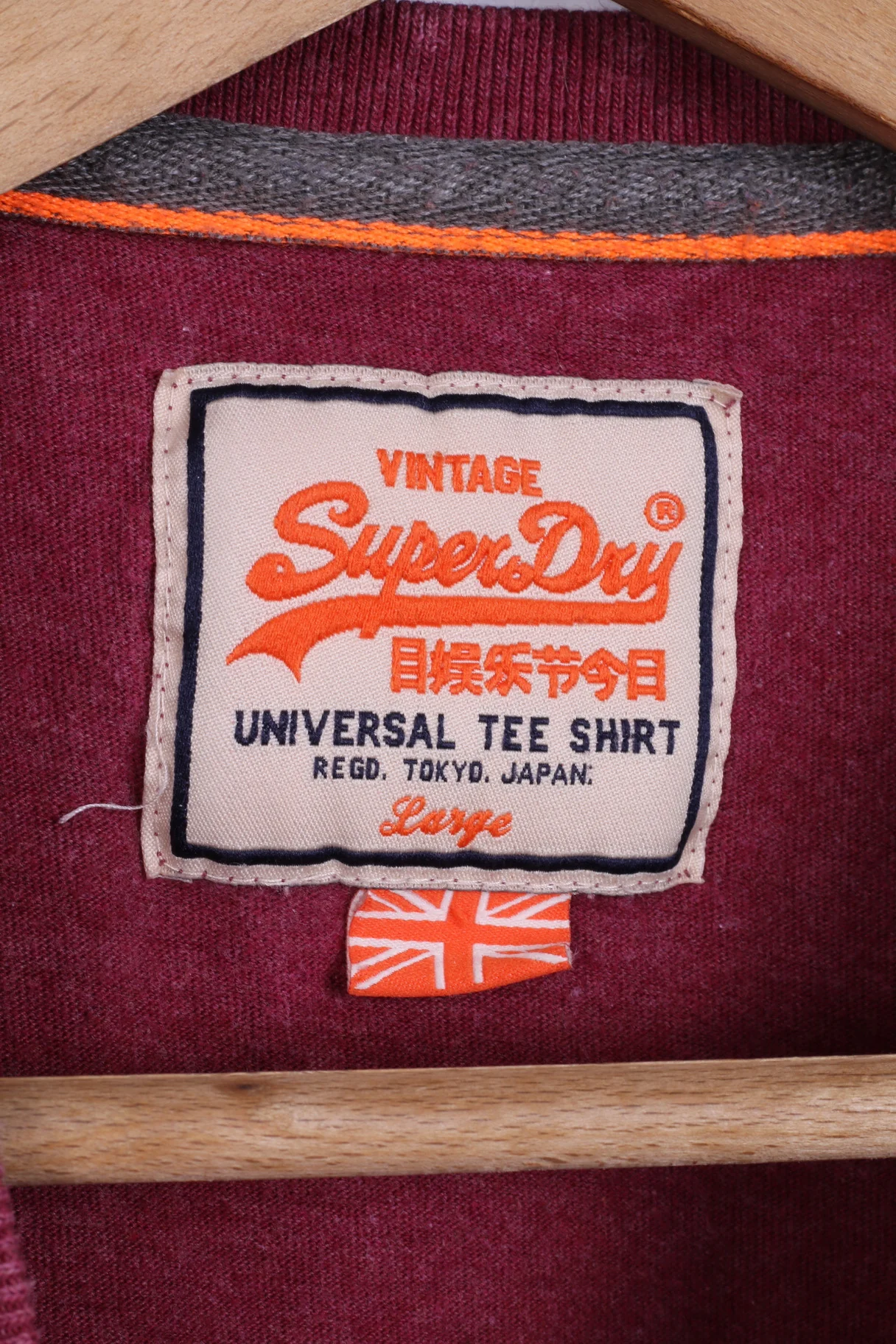 Vintage Superdry Mens L (S) T-Shirt  Burgundy Cotton Universal Tee Shirt - Image 4