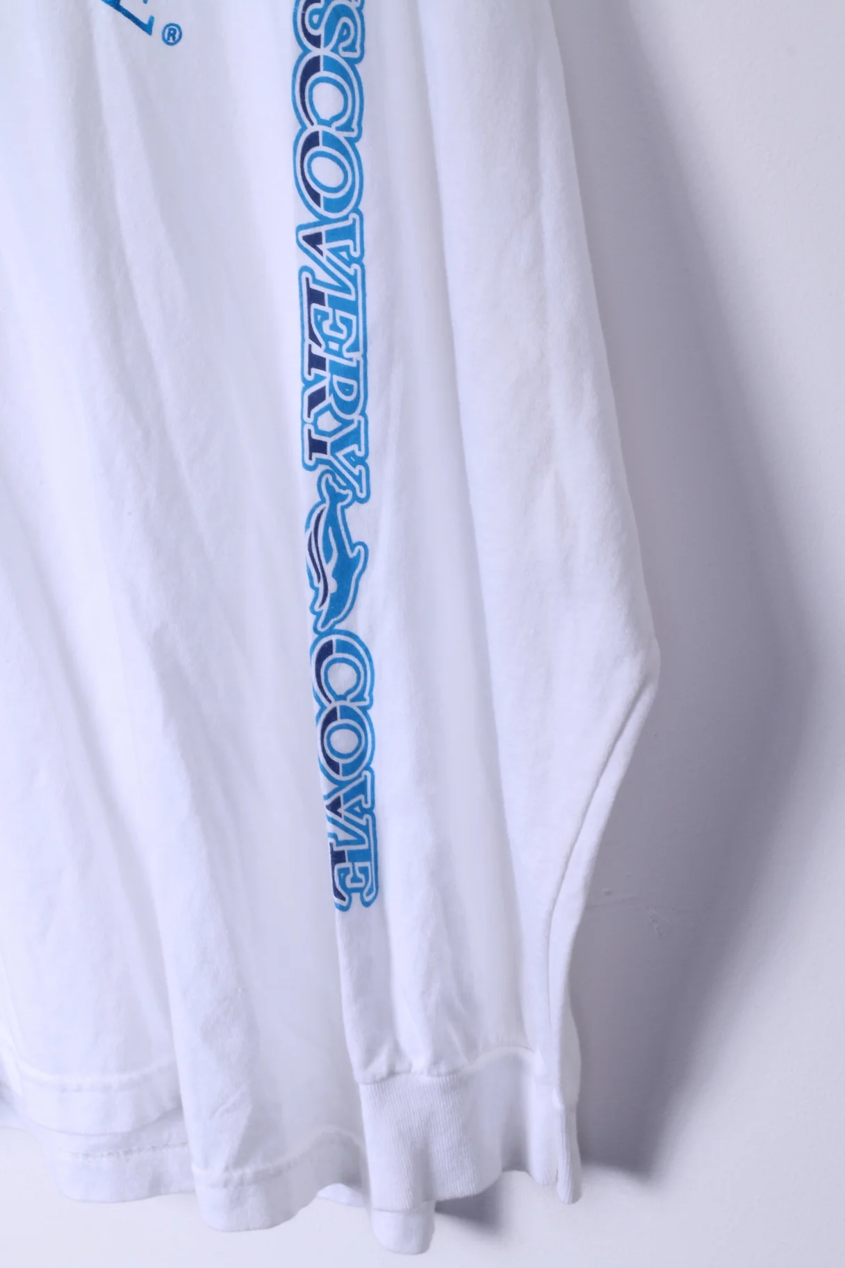 Discovery Cove Mens XL Shirt White Long Sleeve Cotton Dolphins Graphic - Image 3