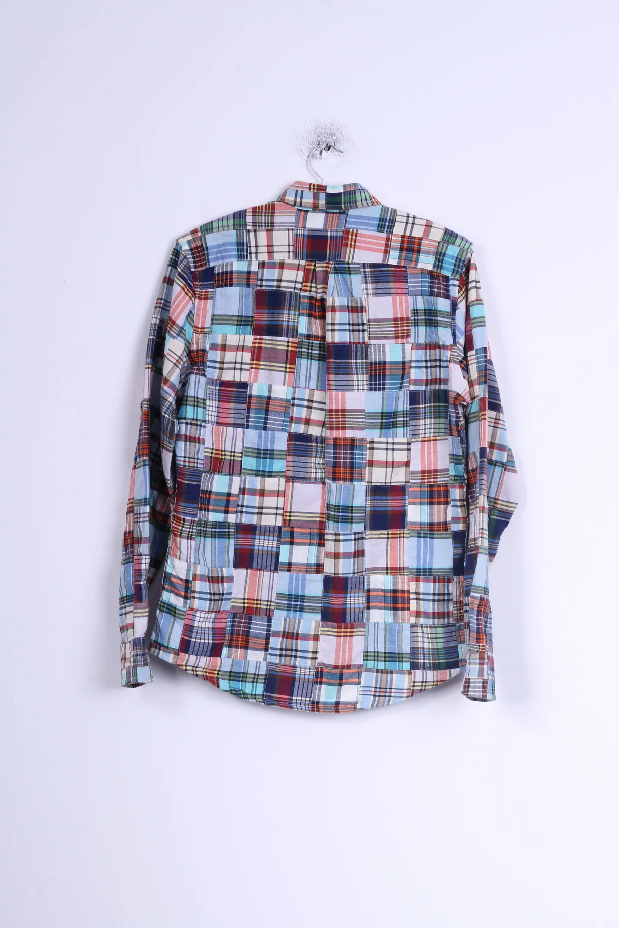 GAP Mens S Casual Shirt Blue Checkered Cotton Slim Fit Long Sleeve - Image 6