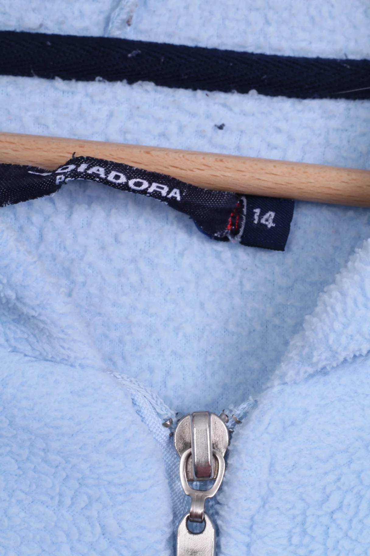 Diadora Womens 14 XXL Fleece Top Light Blue Zip Up Hooded Warm Sweatshirt - Image 3