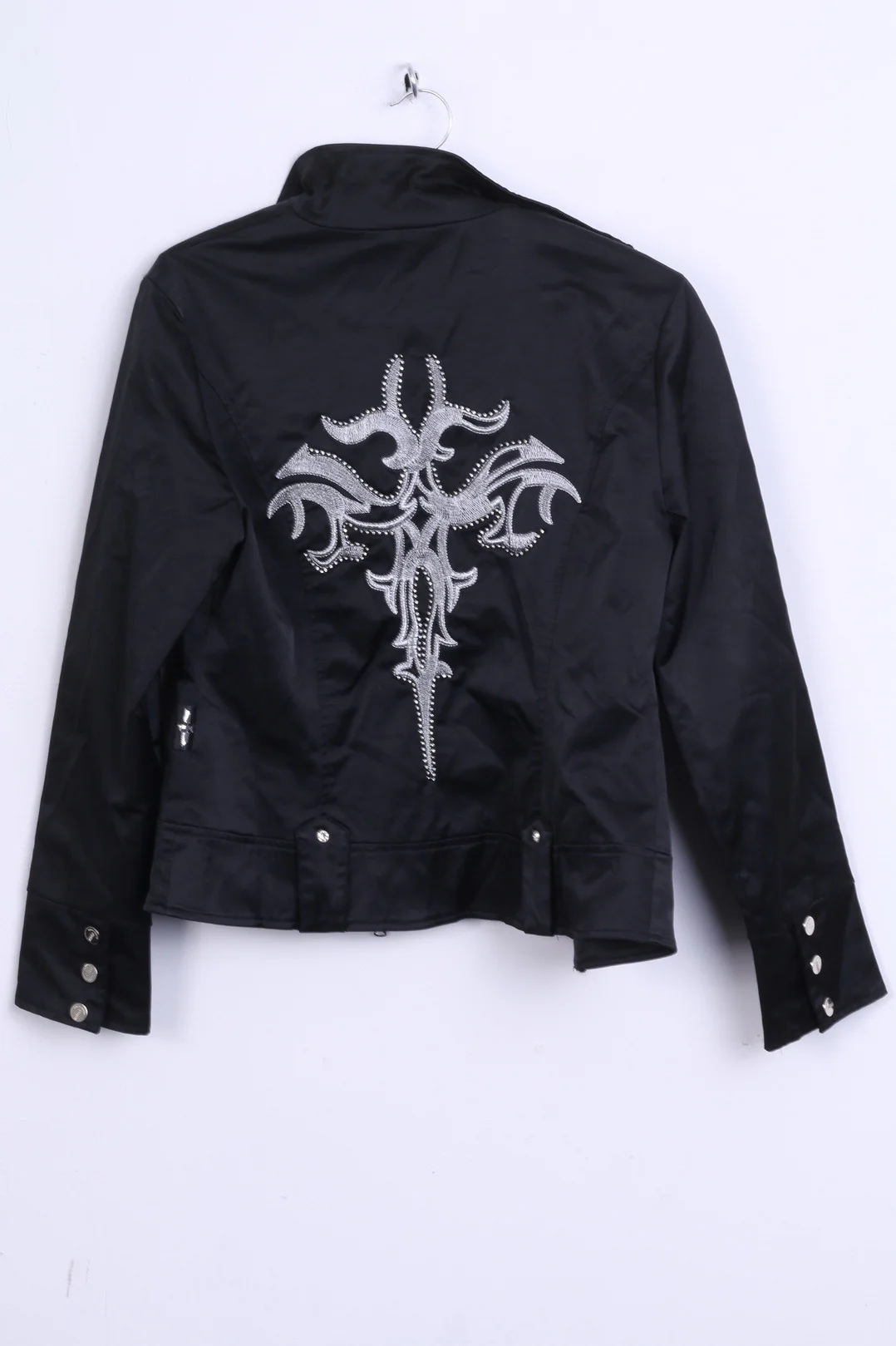MING ZHIXIONG Womens M Jacket Black Zircons Embroidered Back - Image 6