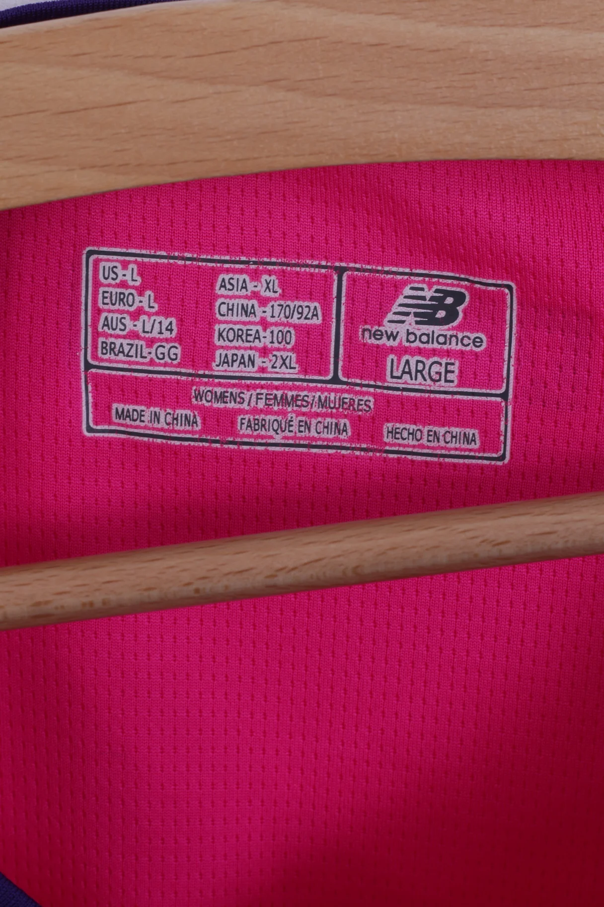 New Balance Womens L Shirt Pink Neon Run V Neck Top Sportswear - Image 3
