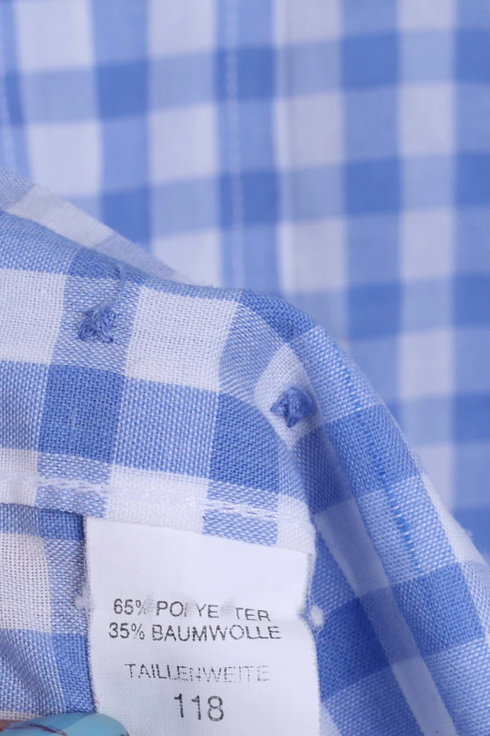 Le Frog Mens M Casual Shirt Blue Checkered Short Sleeve Button down Collar - Image 4
