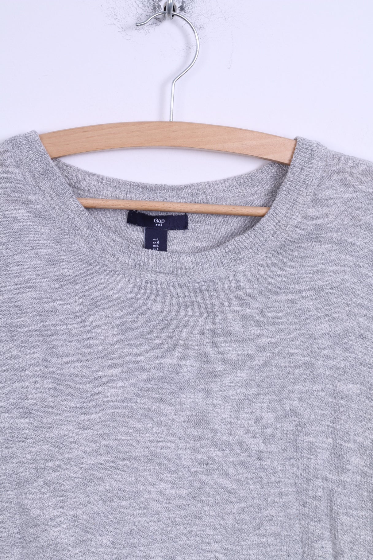 Gap Mens L (M) Jumper Light Grey Cotton Long Sleeved Sweater - Image 3