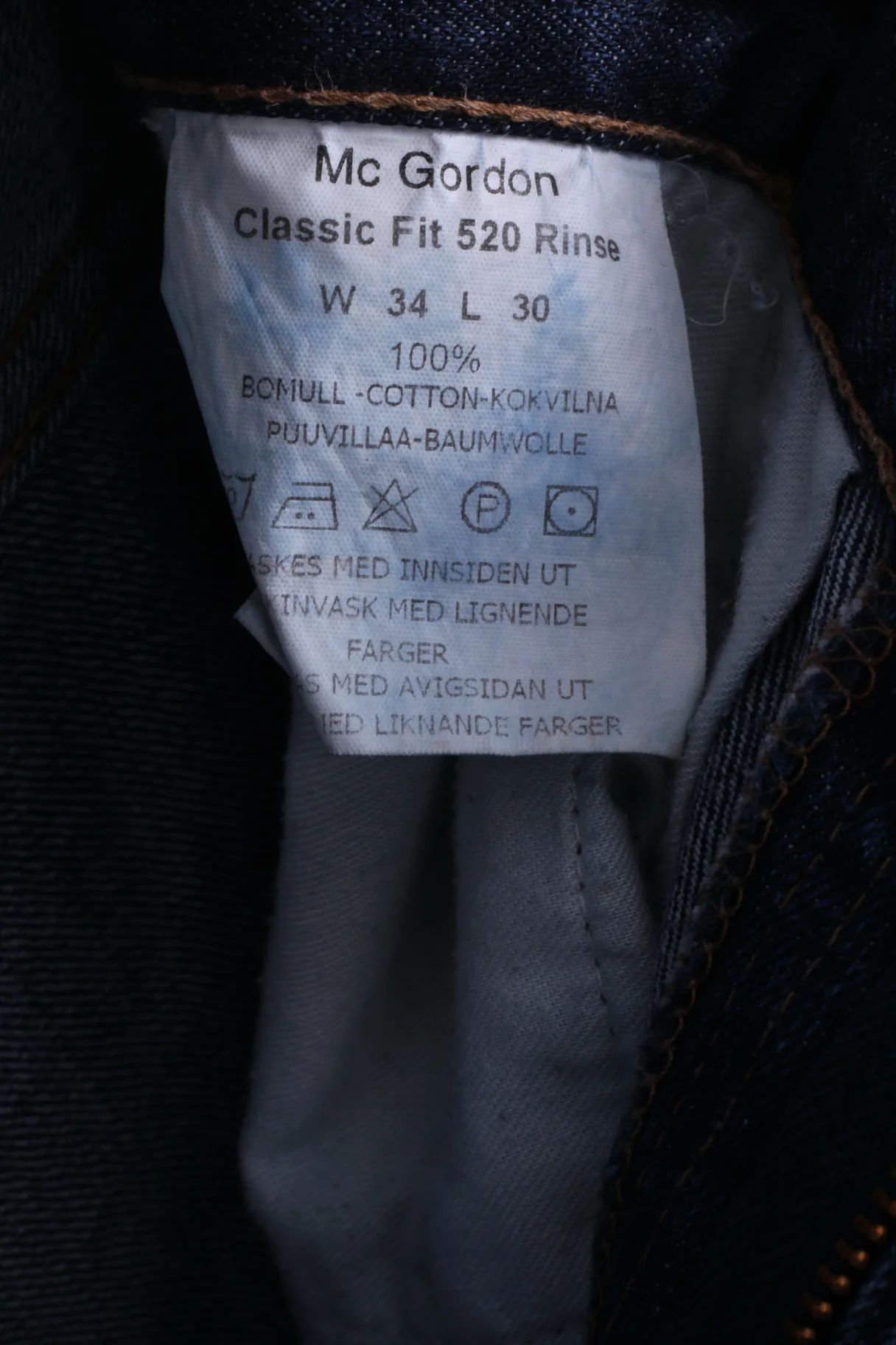 Mc Gordon Mens W34 L30 Jeans Trousers Navy Cotton Classic Fit - Image 3