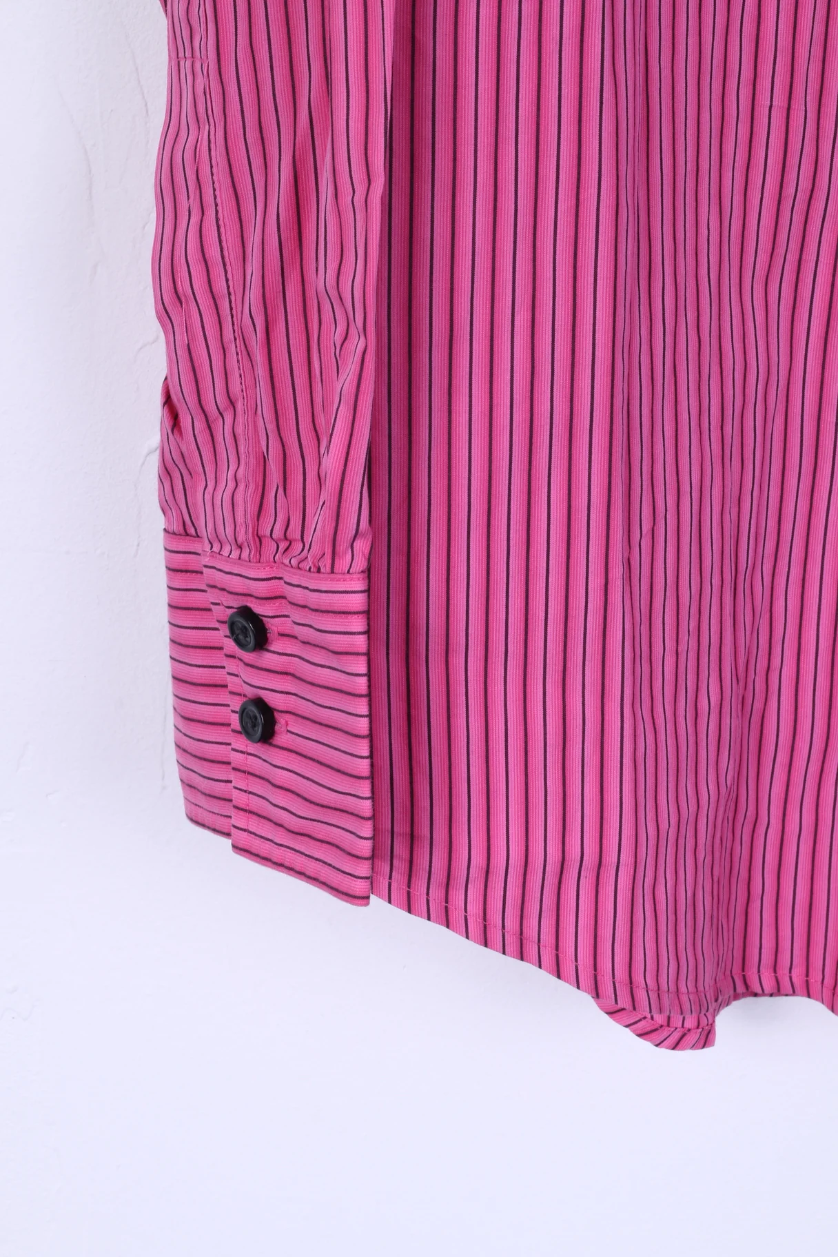 TM Lewin Mens 17 34.5 L Casual Shirt Pink Striped Rovereto Fitted Cotton - Image 3