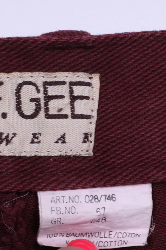 John F.Gee Mens 48 Jeans Trousers Burgundy Cotton Straight Leg Pants - Image 5