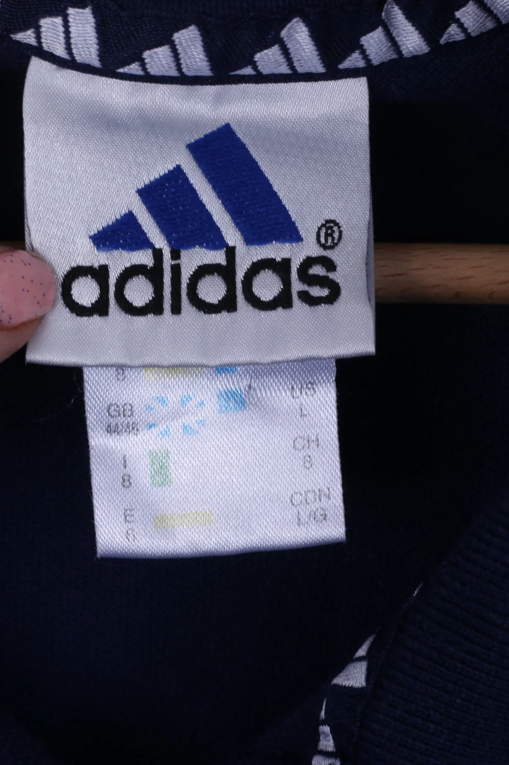 Adidas Mens L (M) Polo Shirt Cotton Navy Detailed Buttons Sport Top - Image 4