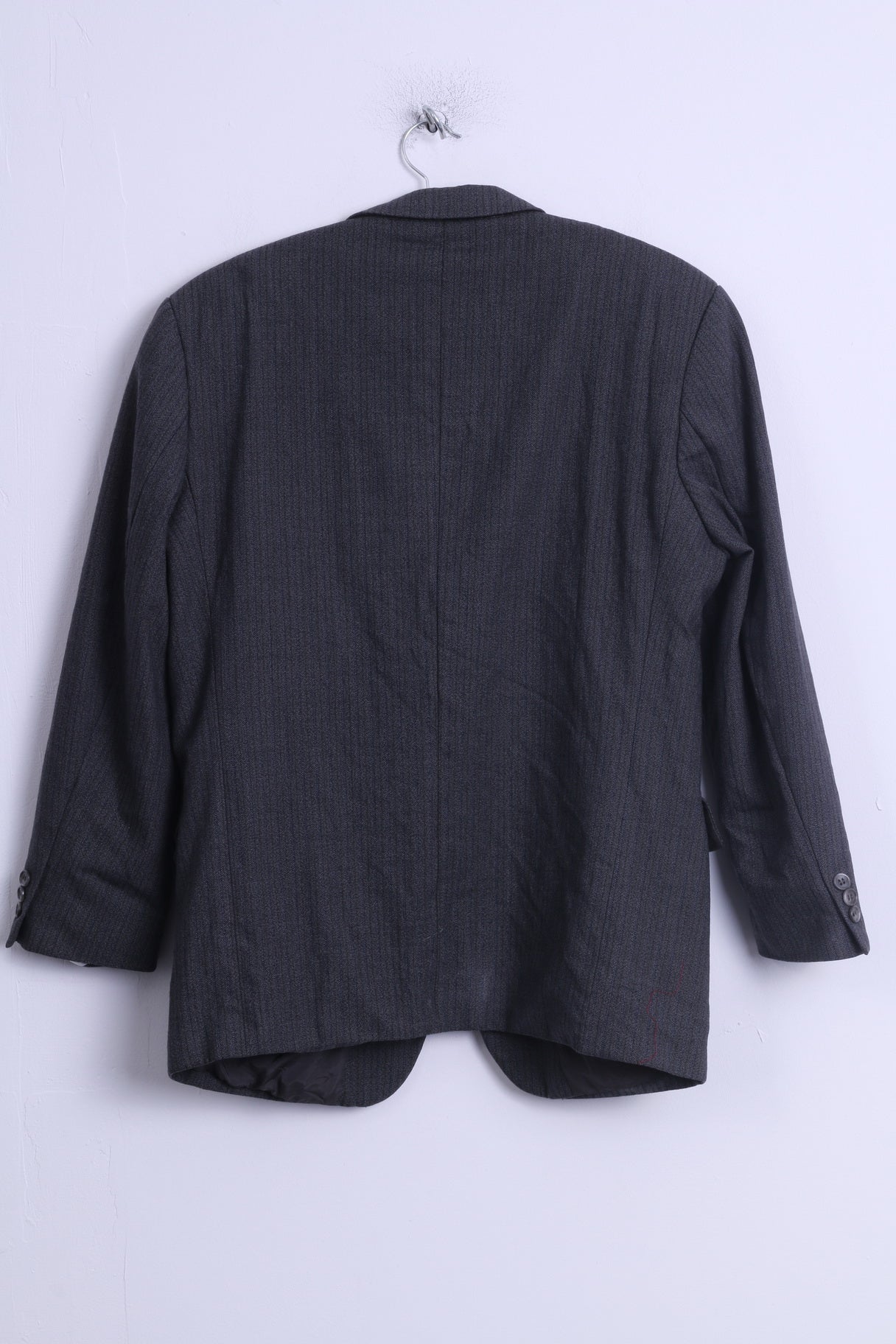 SAKO Mens 24 S Jacket Blue Grey Wool Striped Single Breasted Blazer - Image 8