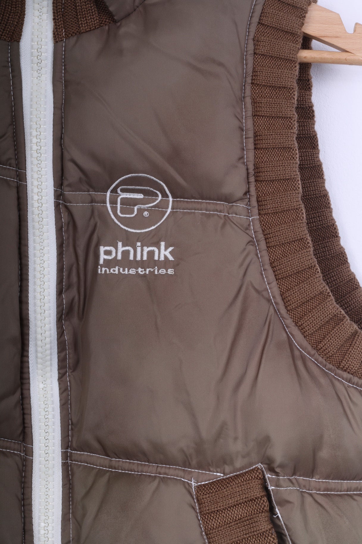 Phink Industries Womens XL 176 (S) Bodywarmer Brown Nylon Zip Up Vest - Image 3