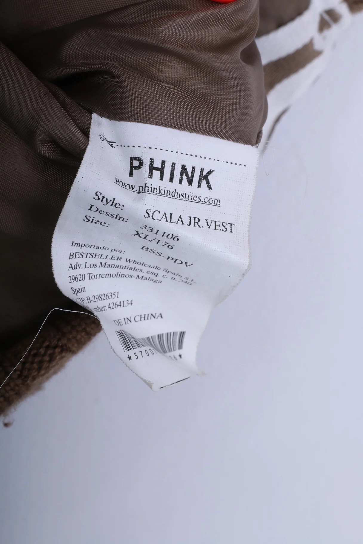 Phink Industries Womens XL 176 (S) Bodywarmer Brown Nylon Zip Up Vest - Image 5