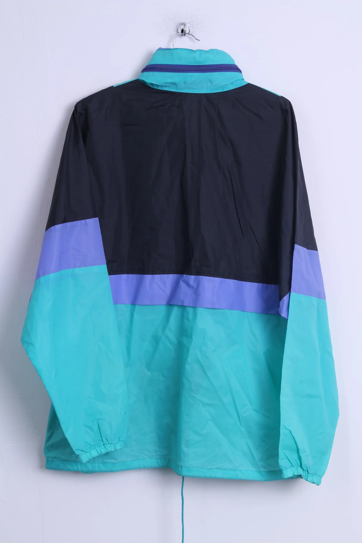 Unkown Mens 50/52 M Jacket Light Green Nylon Hidden Hood Zip Up Rain Top - Image 5