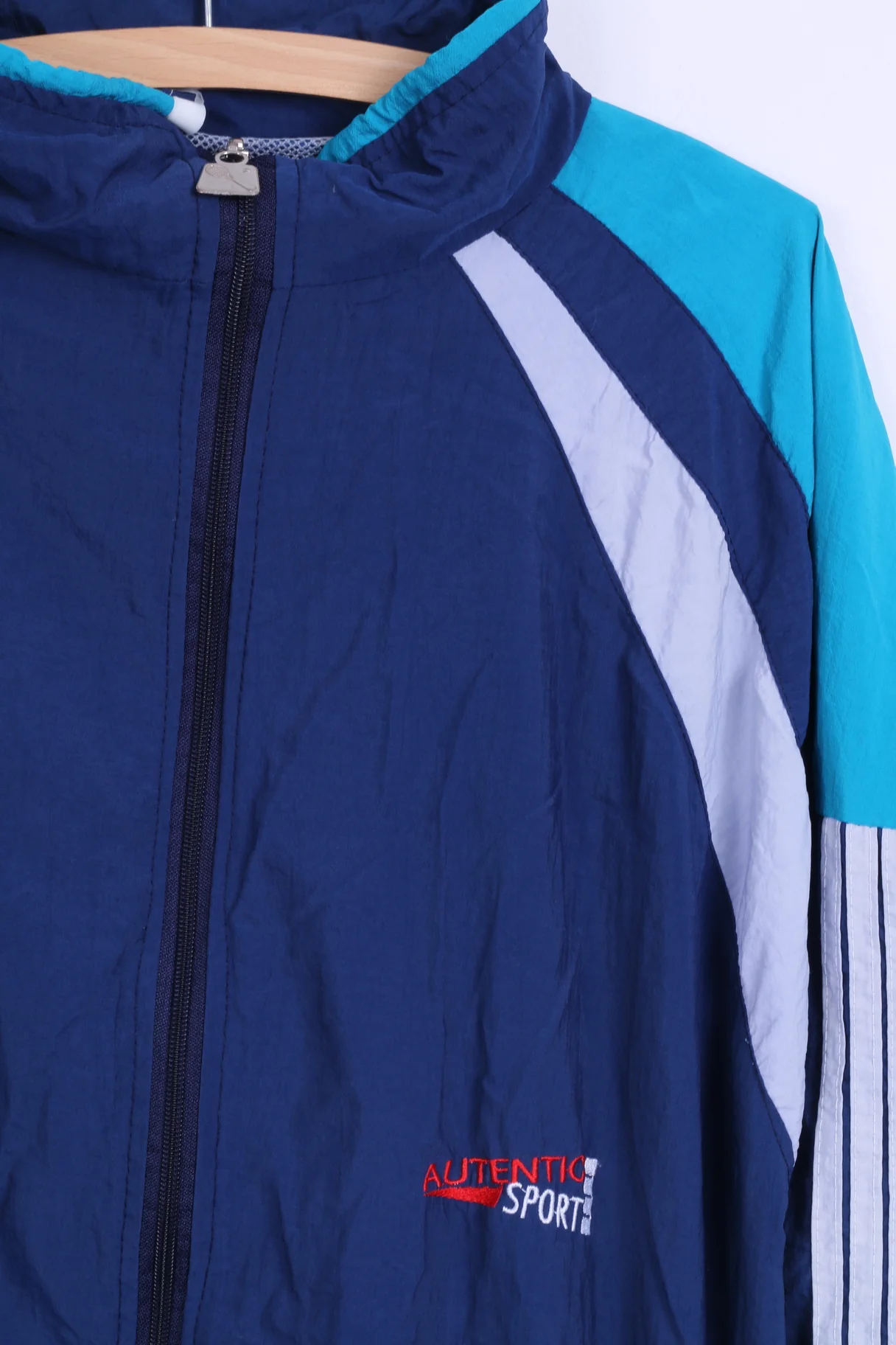 Autentic Sport Mens XXL Track Top Jacket Retro Blue Tennis Sport - Image 3