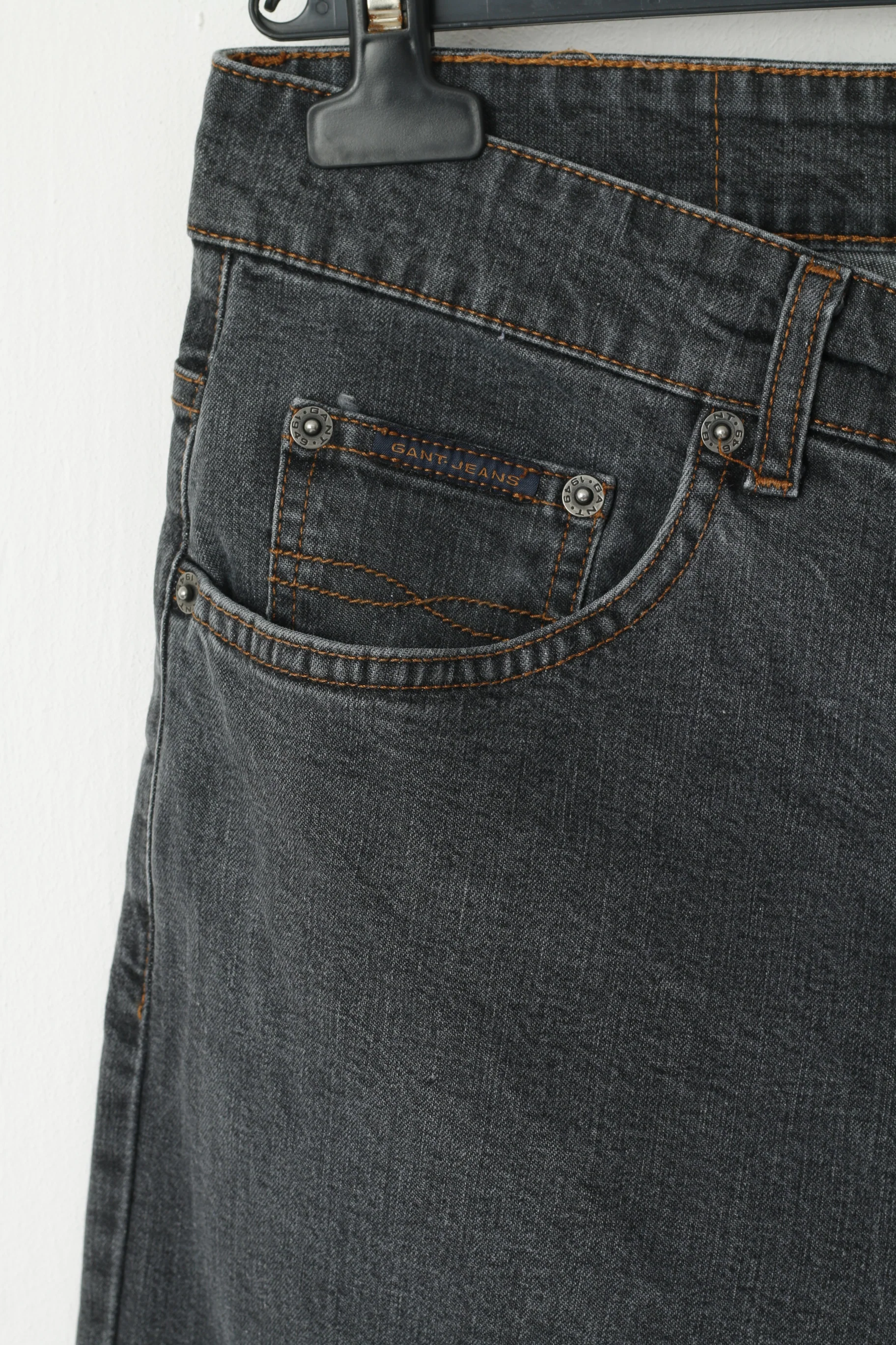 GANT Jeans Men 33 Jeans Trousers Gray Cotton Straight Classic Stretch Pants - Image 2