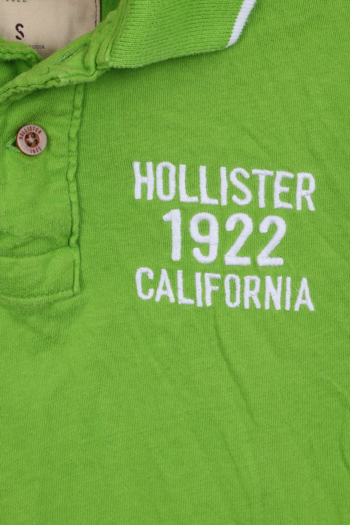 HOLLISTER Mens S Polo Shirt California Cotton Green Short Sleeve - Image 2