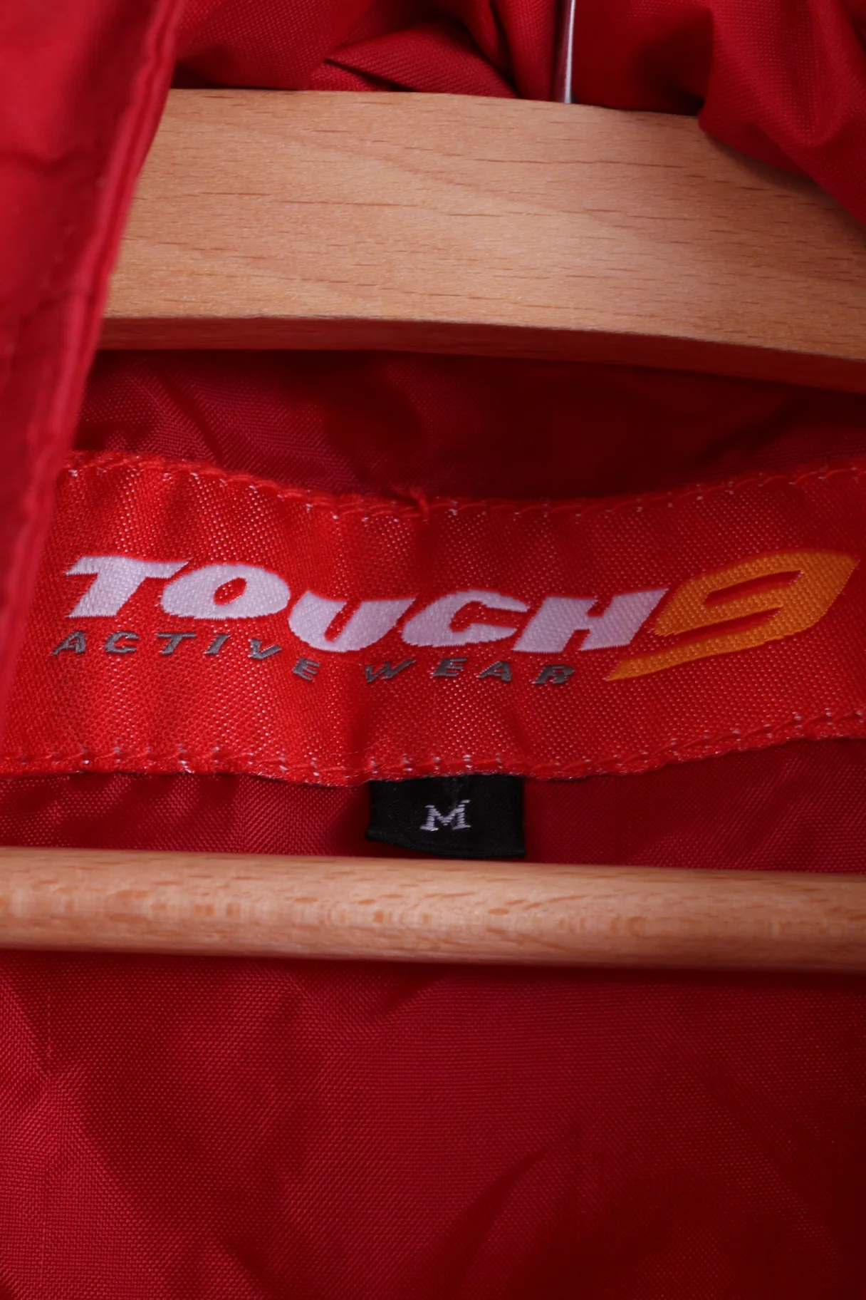 Touch 9  Mens M Rain Jacket Red Active Wear Nylon Hidden Hood Rain Coat - Image 4