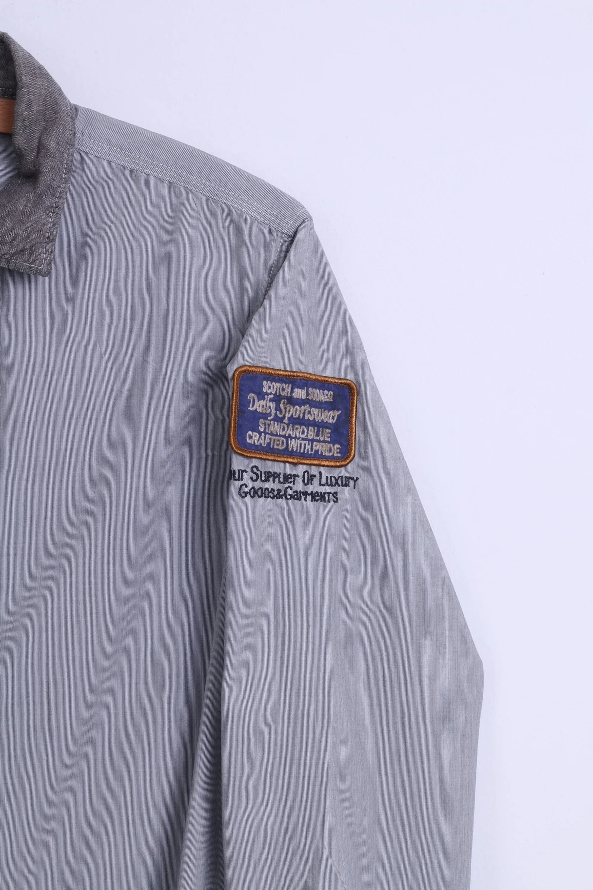 Scotch & Soda Mens L Casual Shirt Grey Cotton Daily Sportswear Light Long Sleeve - Image 3
