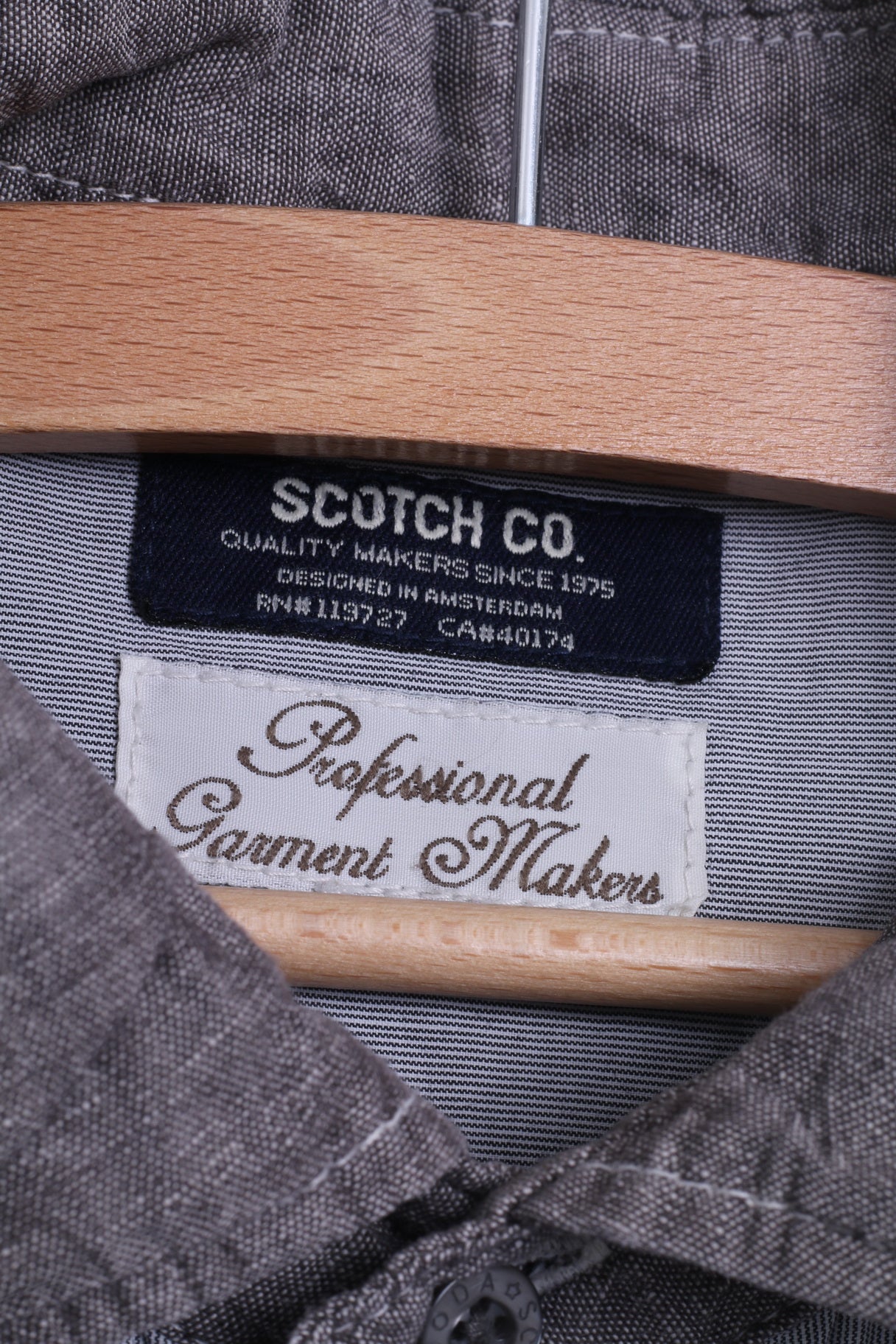 Scotch & Soda Mens L Casual Shirt Grey Cotton Daily Sportswear Light Long Sleeve - Image 4