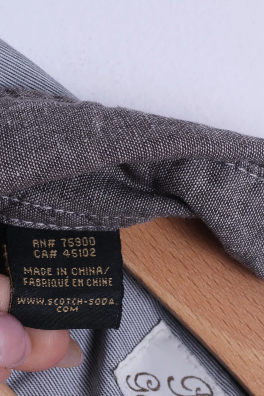 Scotch & Soda Mens L Casual Shirt Grey Cotton Daily Sportswear Light Long Sleeve - Image 5