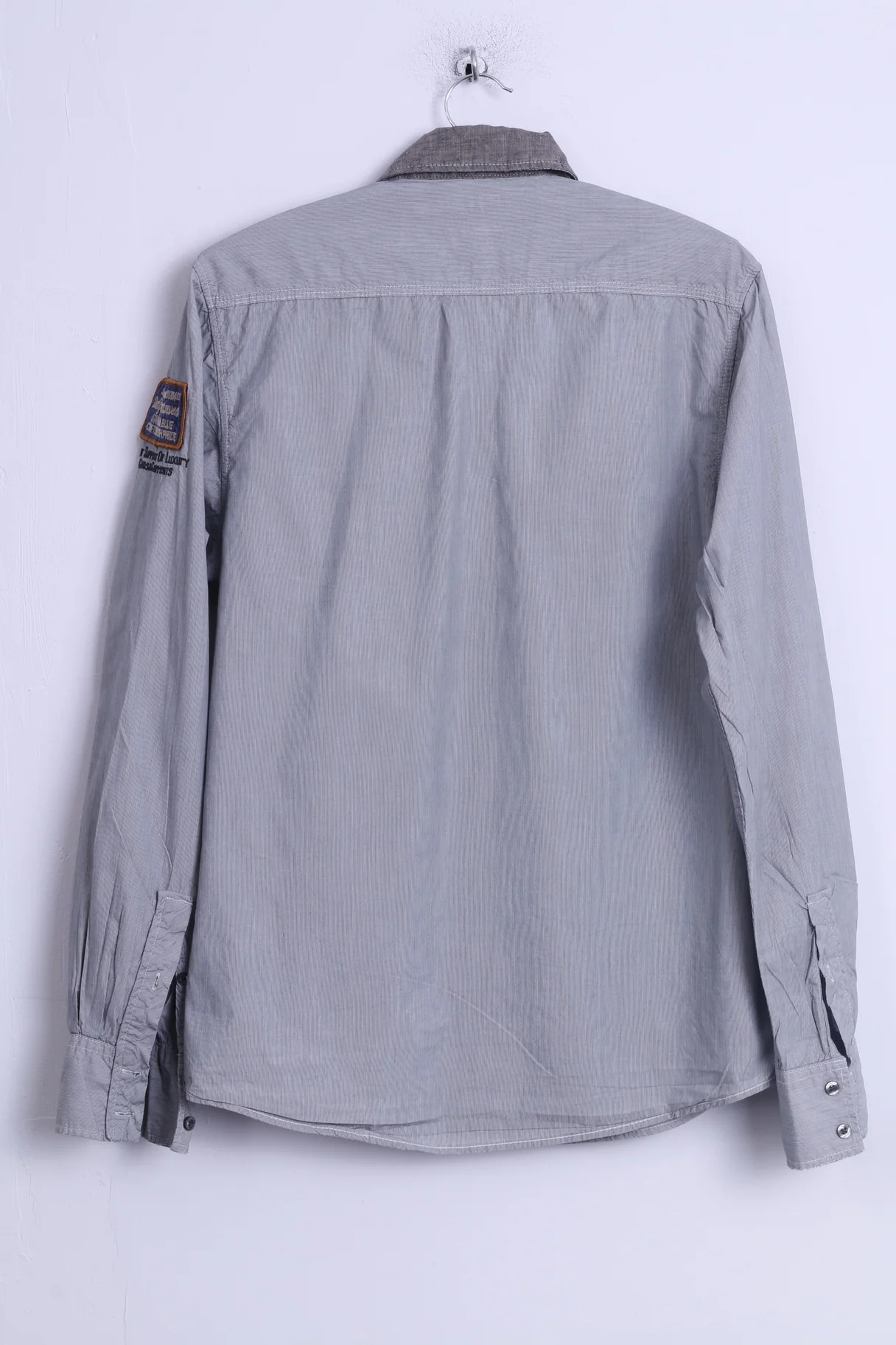 Scotch & Soda Mens L Casual Shirt Grey Cotton Daily Sportswear Light Long Sleeve - Image 8