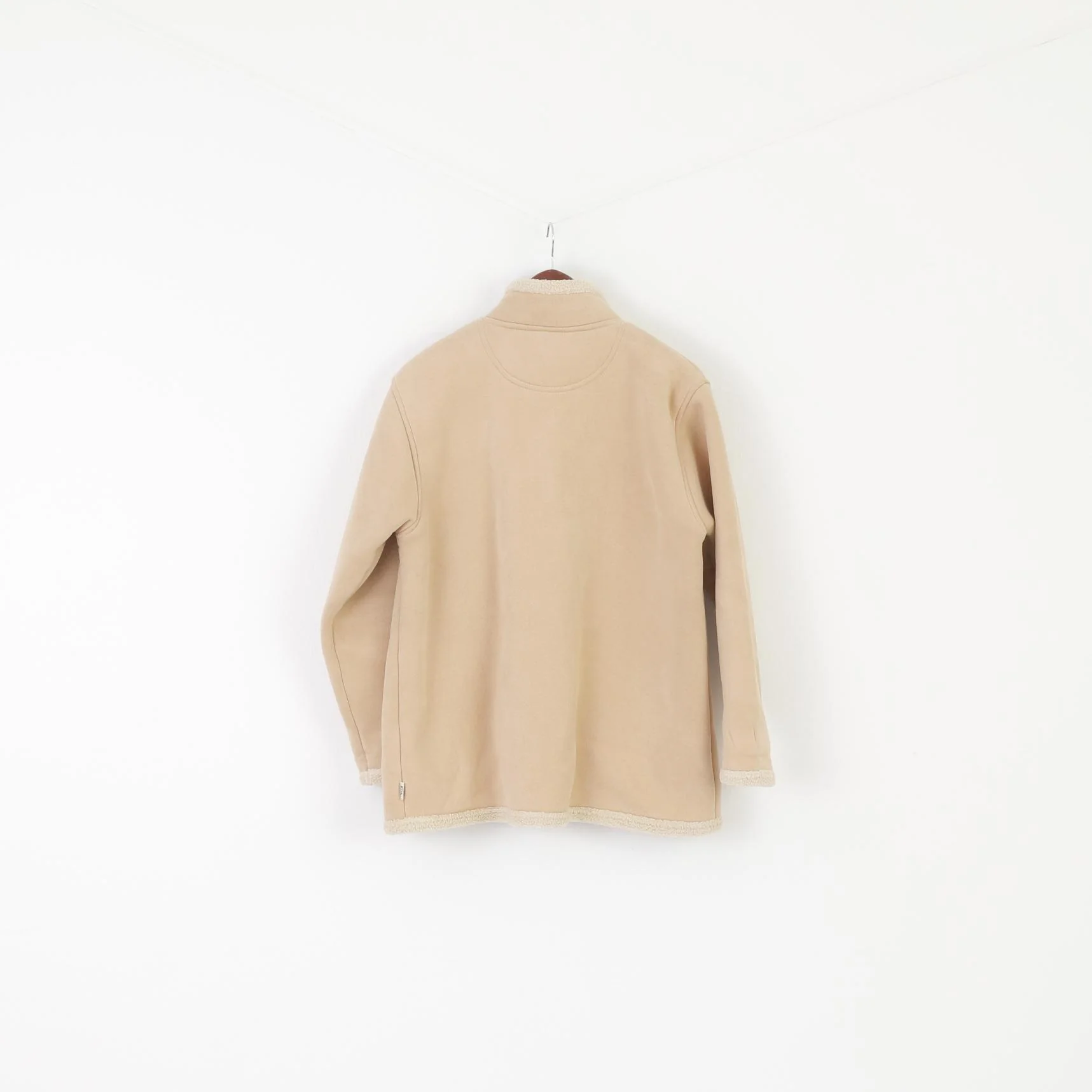 Clever Shepherd Women M Jacket Beige Faux Zip Up Sheep Applique Warm Top - Image 6