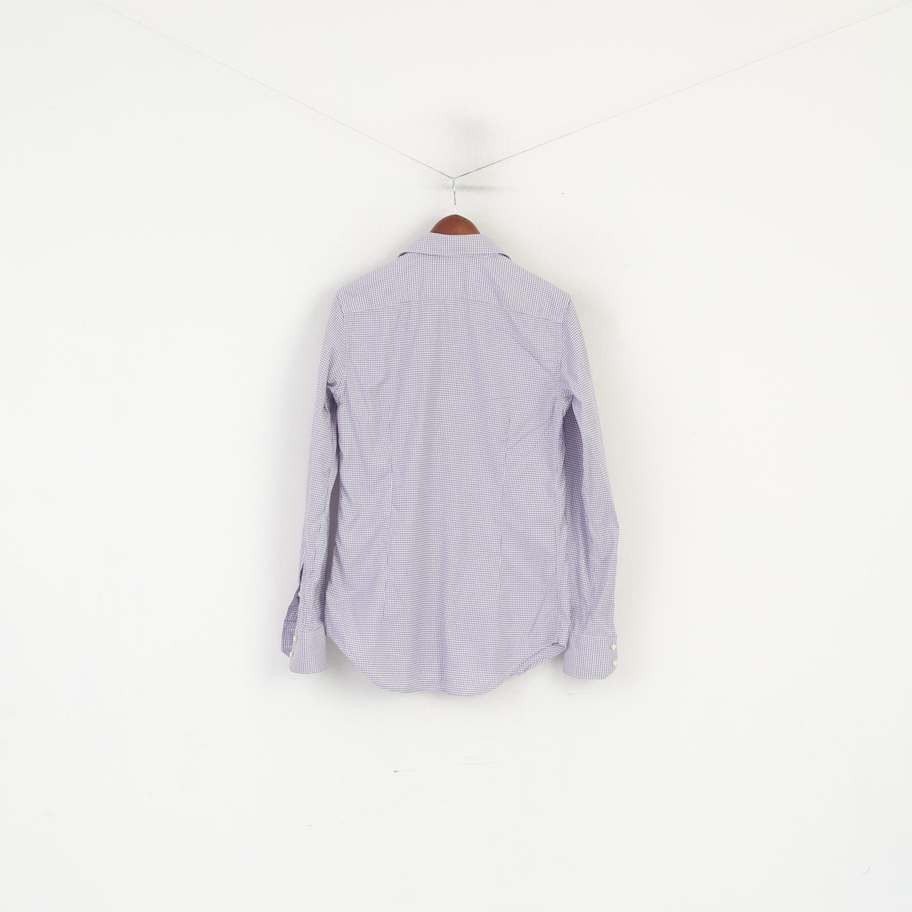 Corneliani Men 15 38 L Casual Shirt Purple Cotton Made in Italy Slim Fit Top - Image 8