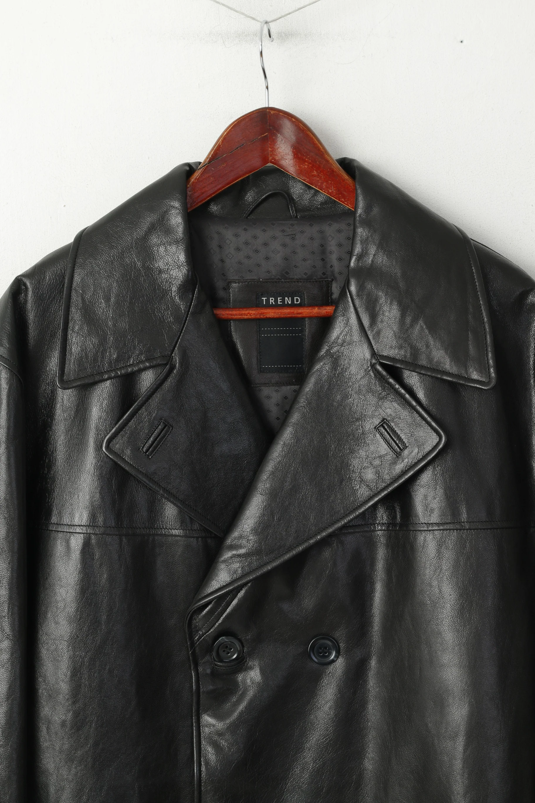 Corneliani Men 54 XL Coat Black Soft Leather Double-Breasted Made in Italy - Image 3