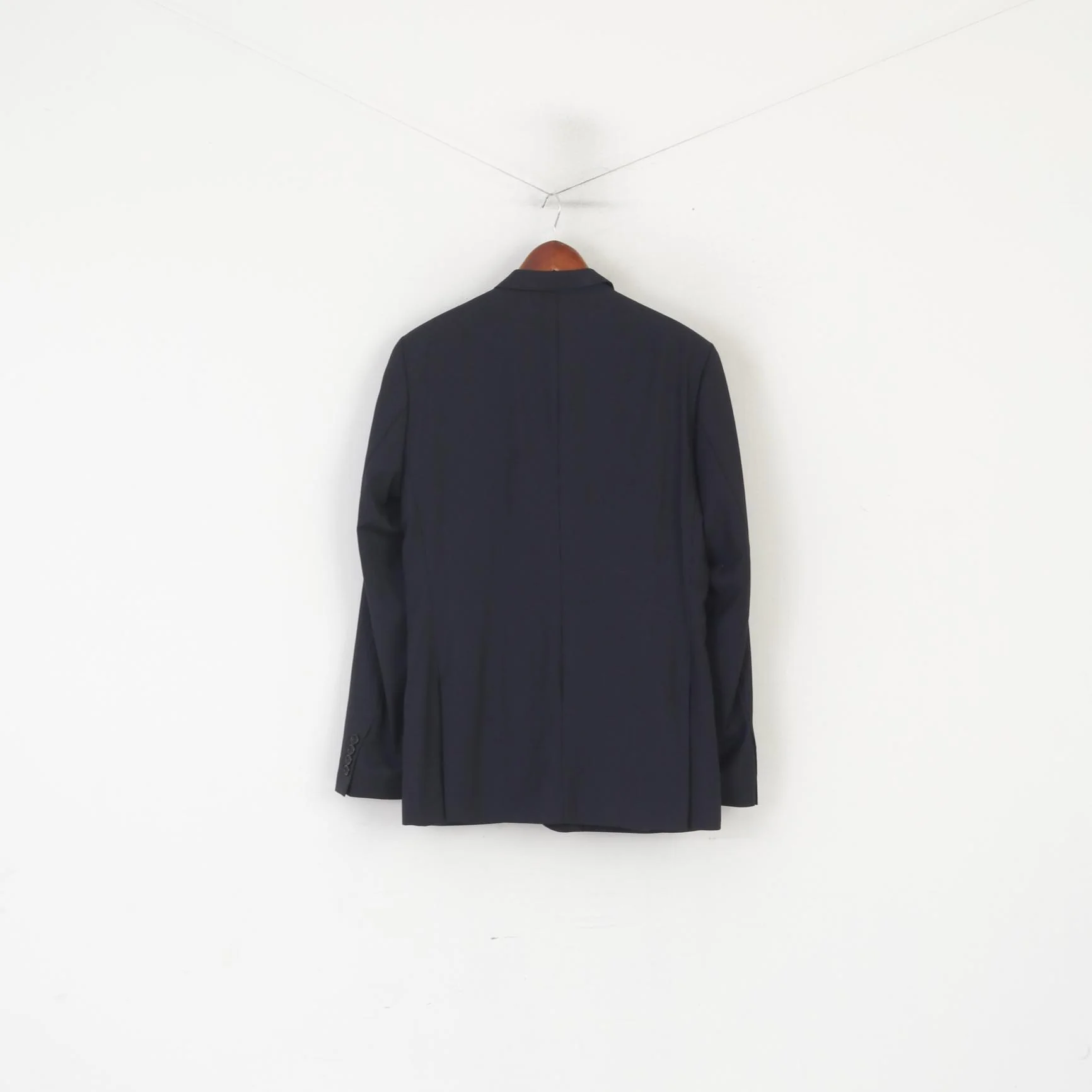 COS Men 50 40 Blazer Navy Striped Wool Vanalba Super 100 Single Breasted Jacket - Image 7