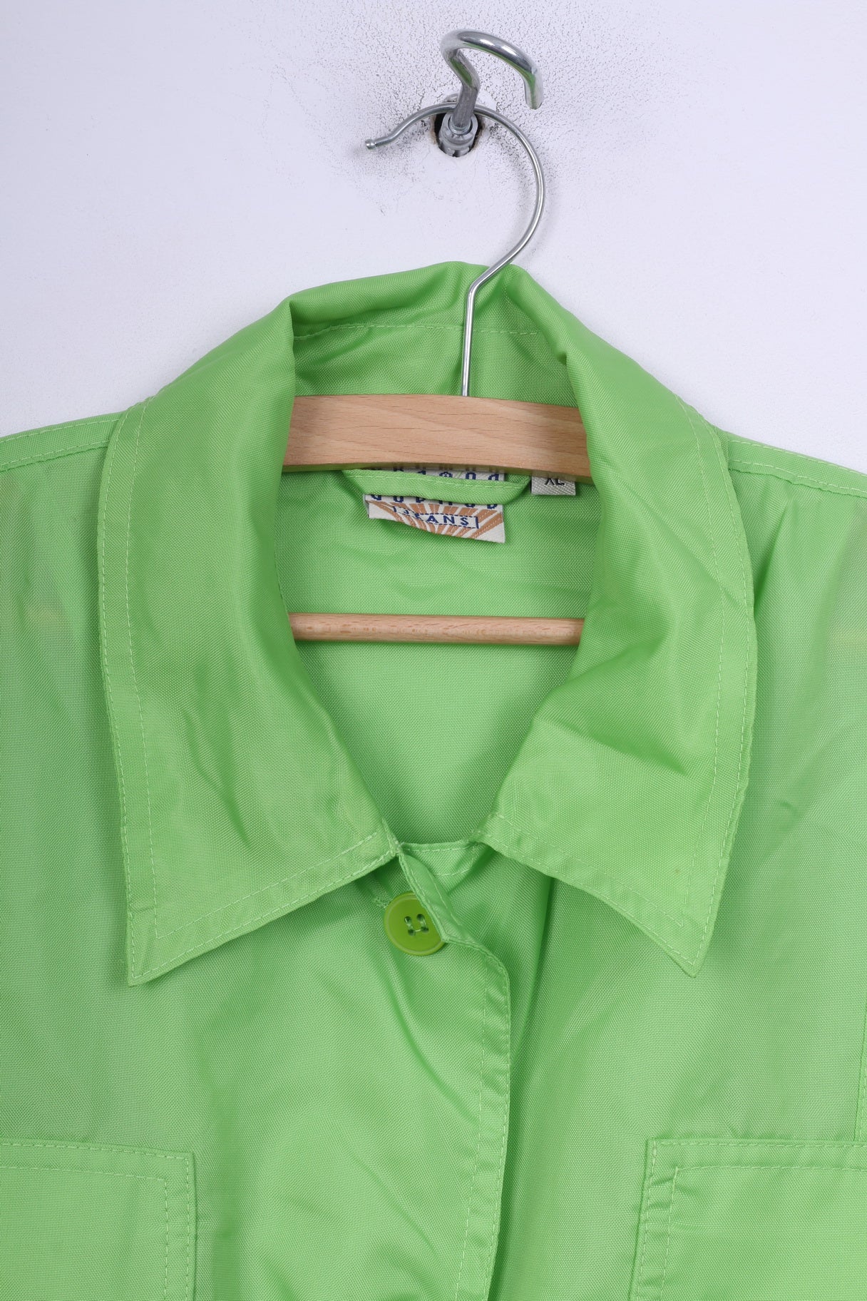 Cosmos Jeans Womens XL Jacket Lightweight Neo Green Single Breasted Nylon Waterproof Festival - Image 2