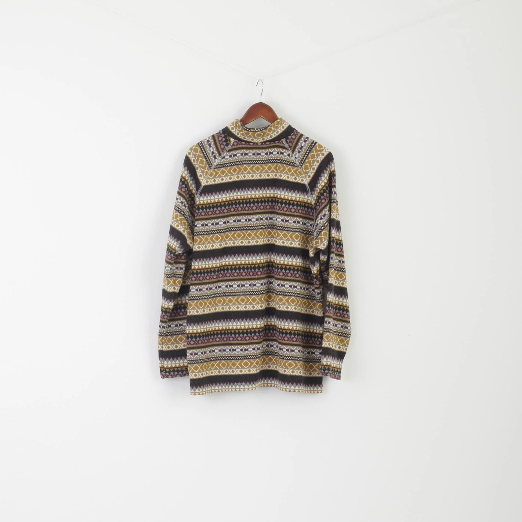 Cotton Traders Men 2XL Sweatshirt Multicolour Zip Aztec Vintage Sport Top - Image 7