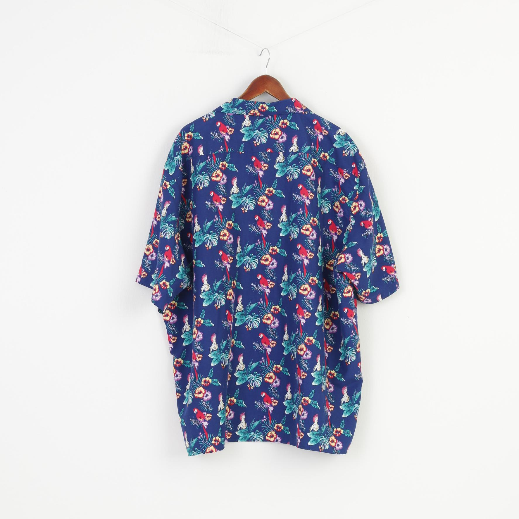 Cotton Traders Men 3XL Casual Shirt Blue Pocket Printed Hawaii Summer Top - Image 5