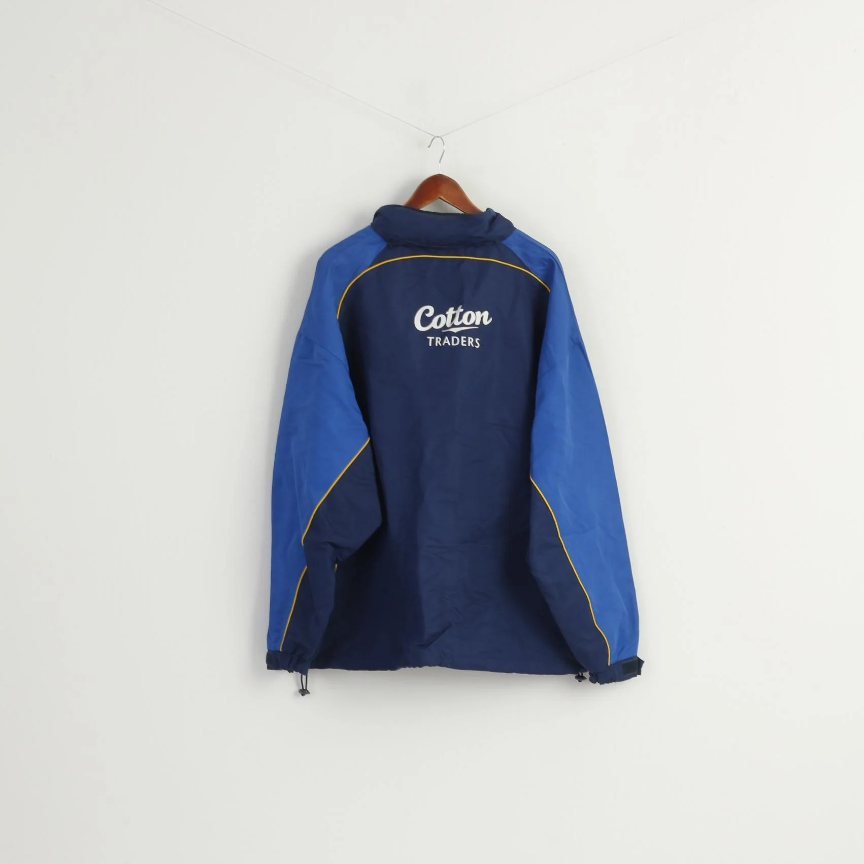 Cotton Traders Men XXL Pullover Jacket Navy Durham Cricket Vintage Hidden Hood Top - Image 7