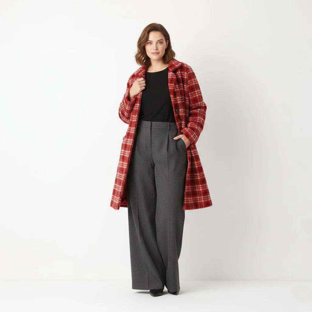 Cotton Traders Women 16 XL Coat Red Check Fleece Classic Buttoned Retro Top