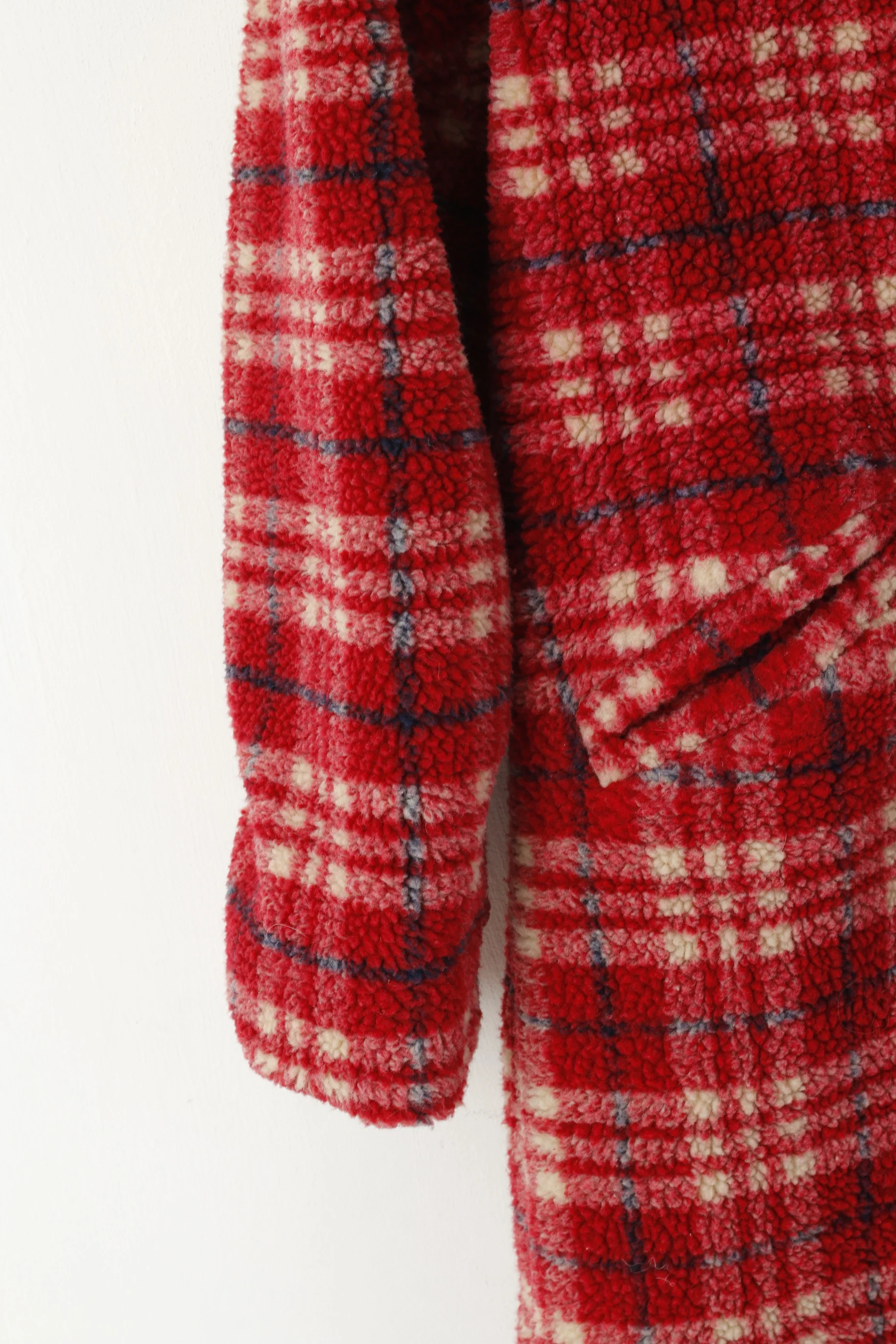 Cotton Traders Women 16 XL Coat Red Check Fleece Classic Buttoned Retro Top - Image 4