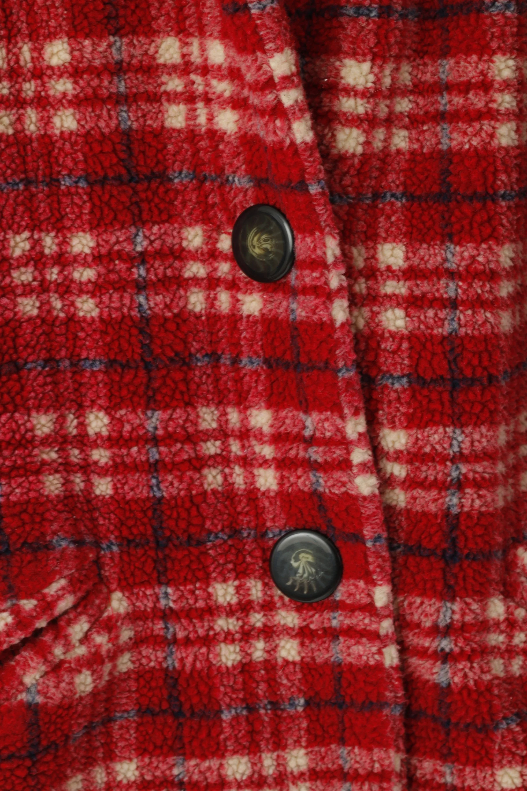 Cotton Traders Women 16 XL Coat Red Check Fleece Classic Buttoned Retro Top - Image 5
