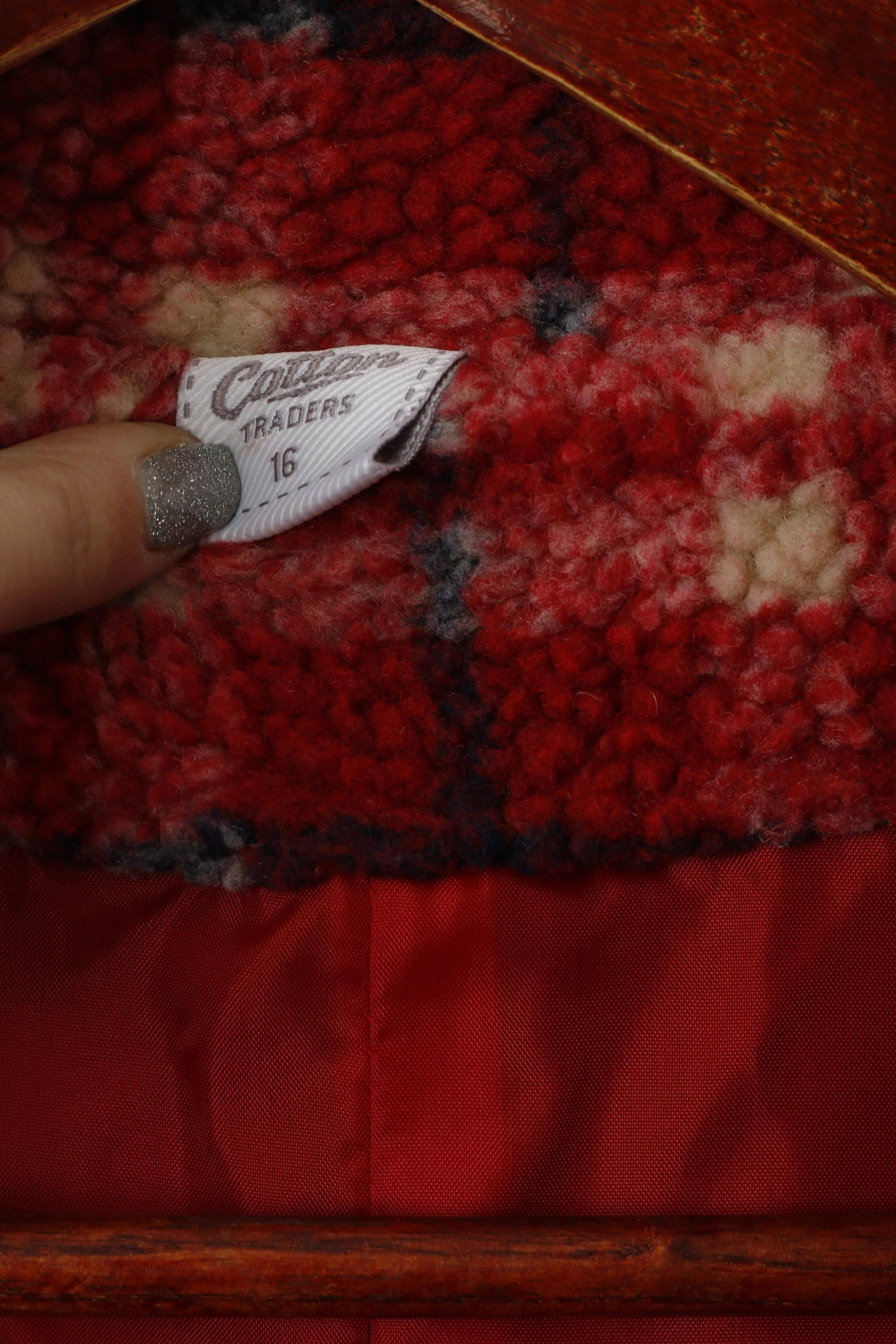 Cotton Traders Women 16 XL Coat Red Check Fleece Classic Buttoned Retro Top - Image 6