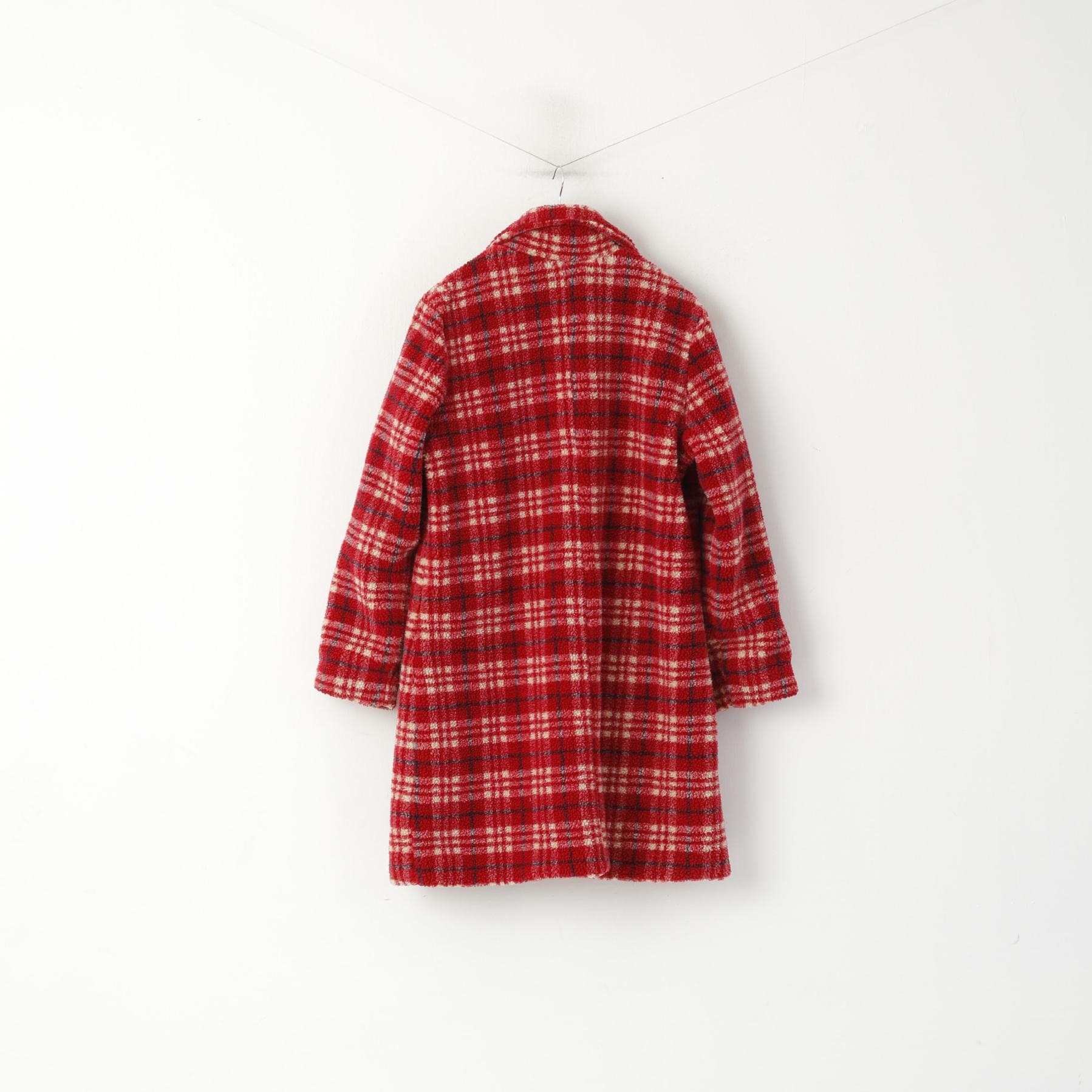 Cotton Traders Women 16 XL Coat Red Check Fleece Classic Buttoned Retro Top - Image 8